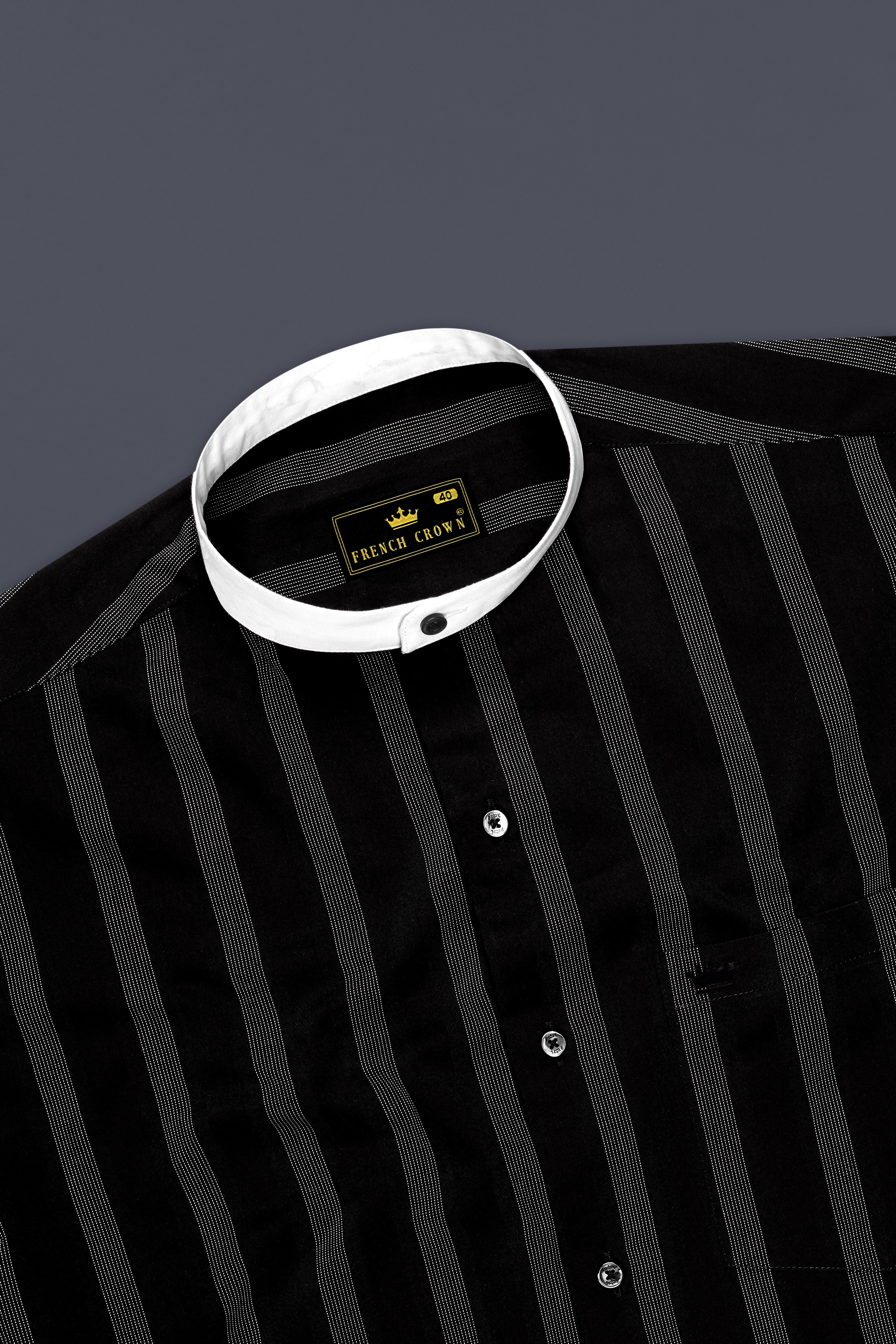 Zayrro-Jade Black Striped Dobby Textured Premium Giza Cotton Casual Shirt