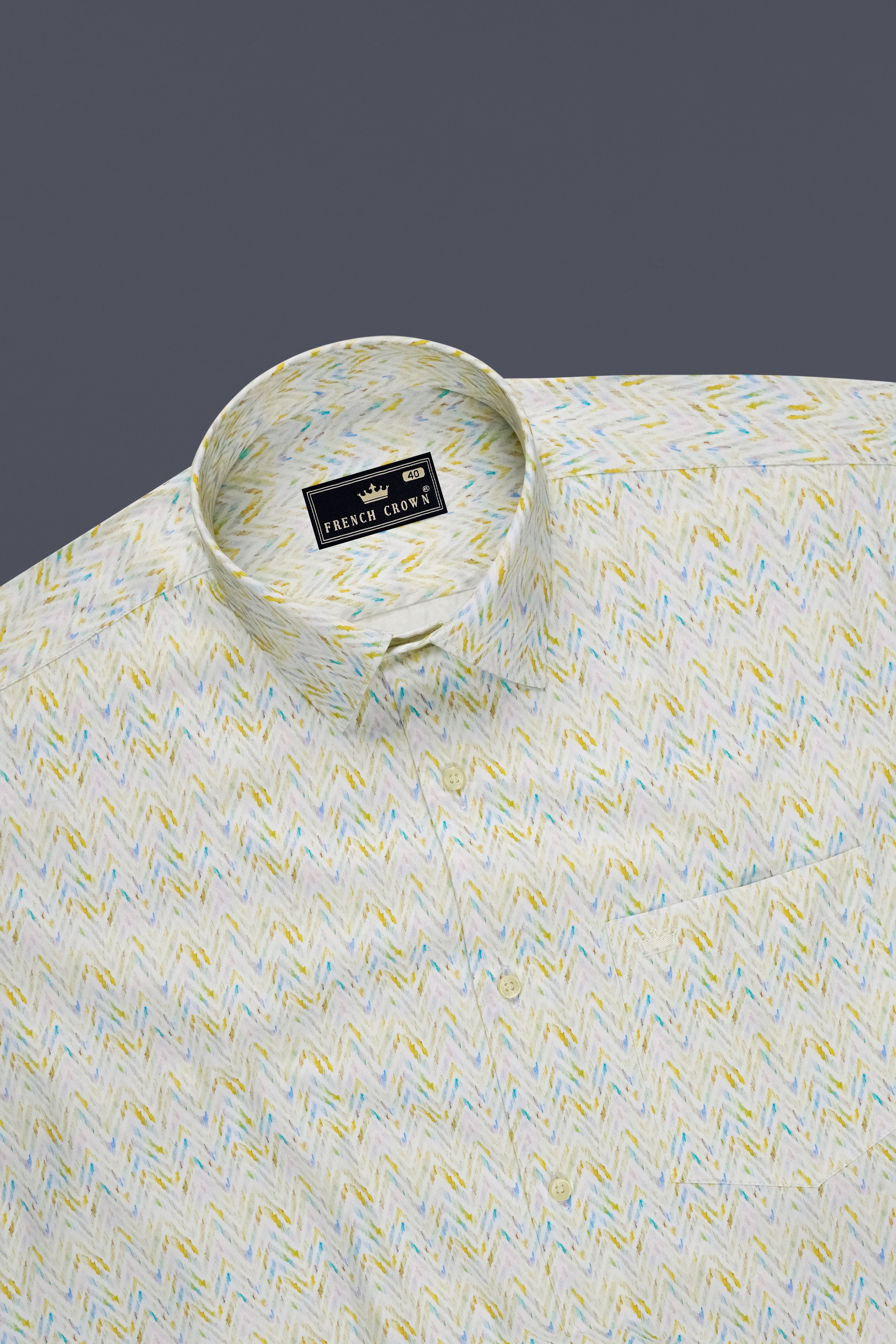 Verde-Moon Mist Green Ikat Printed Subtle Sheen Super Soft Premium Cotton Casual Shirt