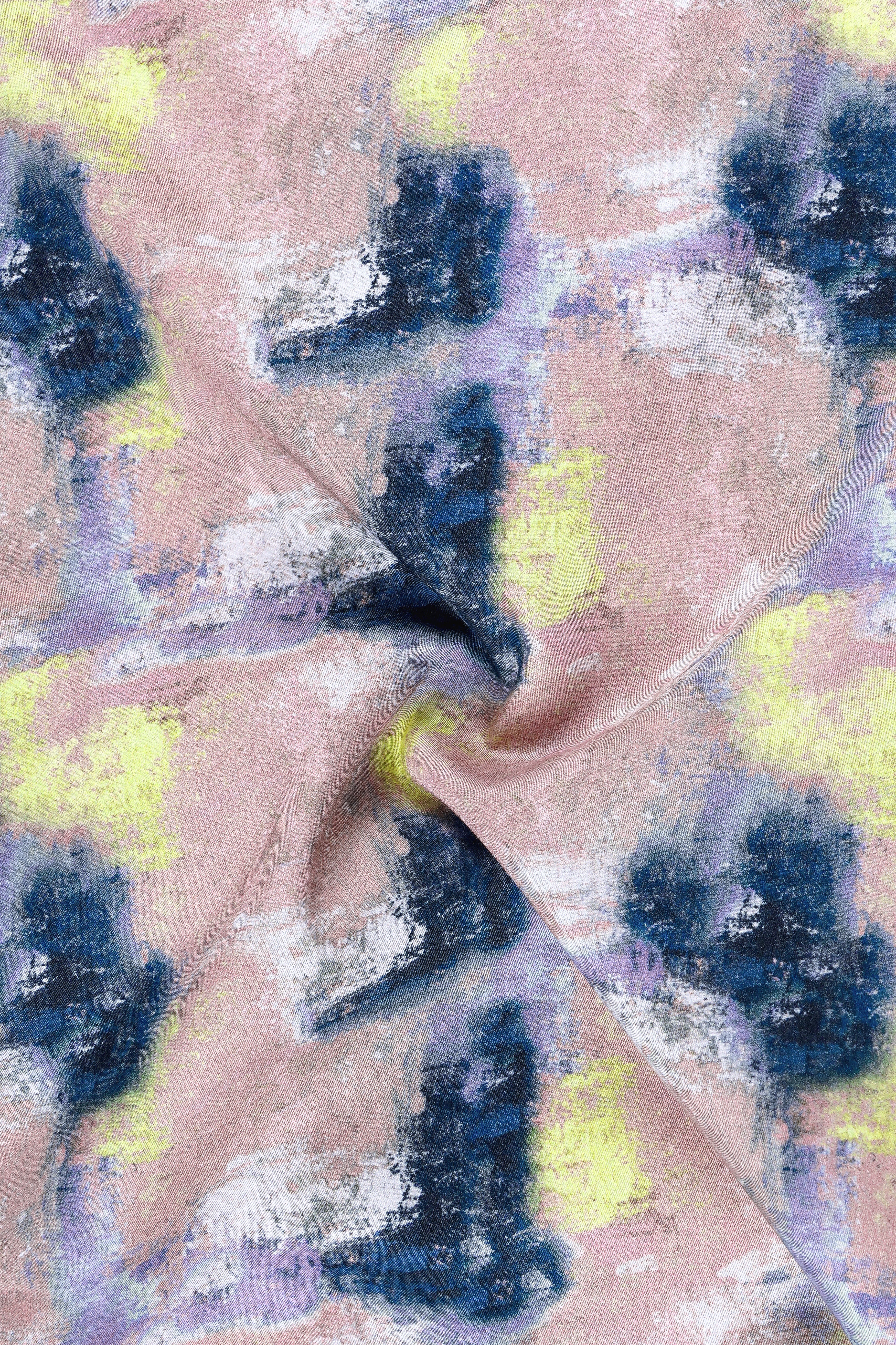 Vivid-Blossom Pink And Chathams Blue Brushstroke Printed Super Soft Premium Cotton Casual Shirt