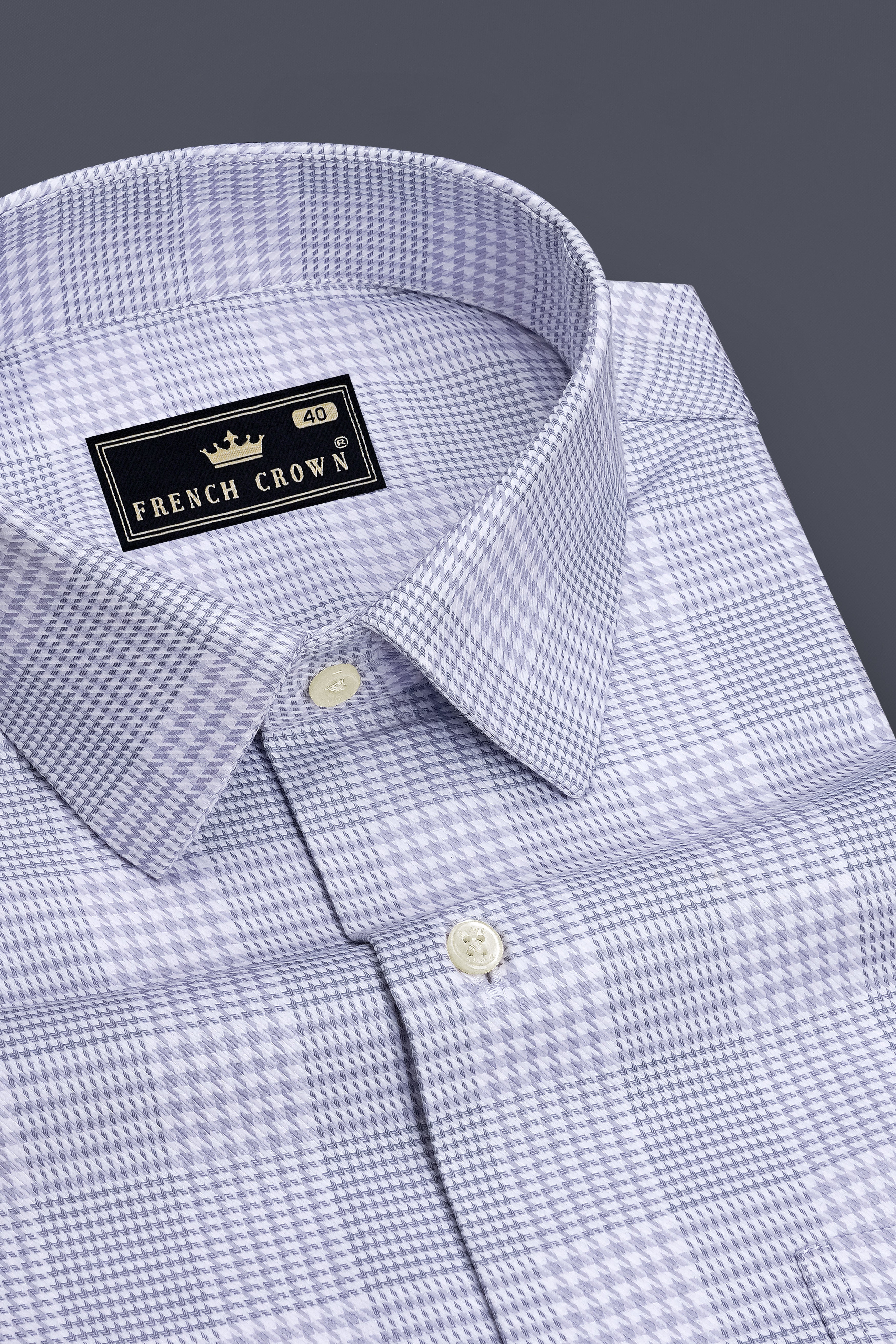 Haven-Periwinkle Gray Plaid Dobby Premium Giza Cotton Dress Shirt