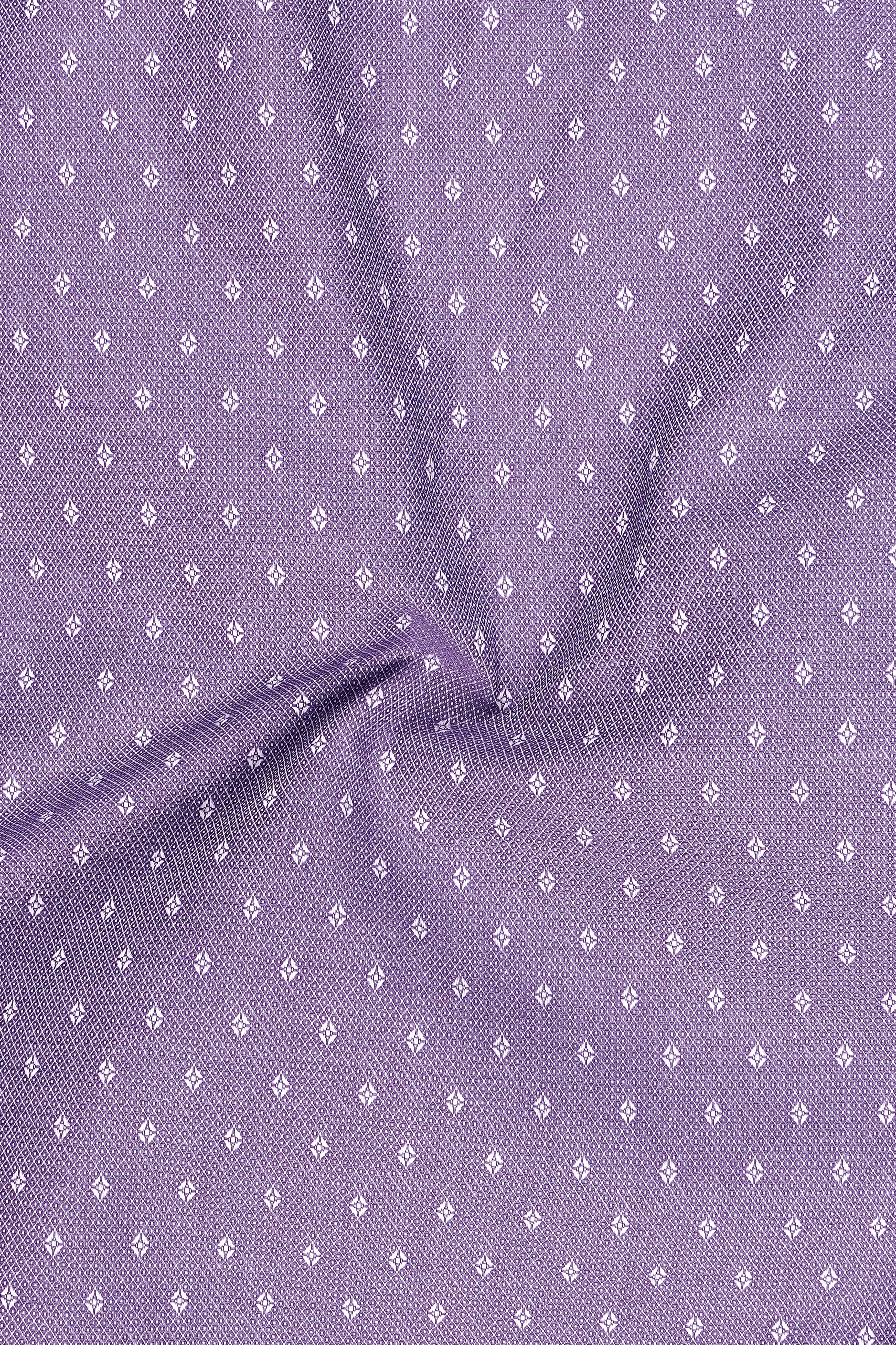 Violet-Wisteria Purple Printed Dobby Premium Giza Cotton Dress Shirt