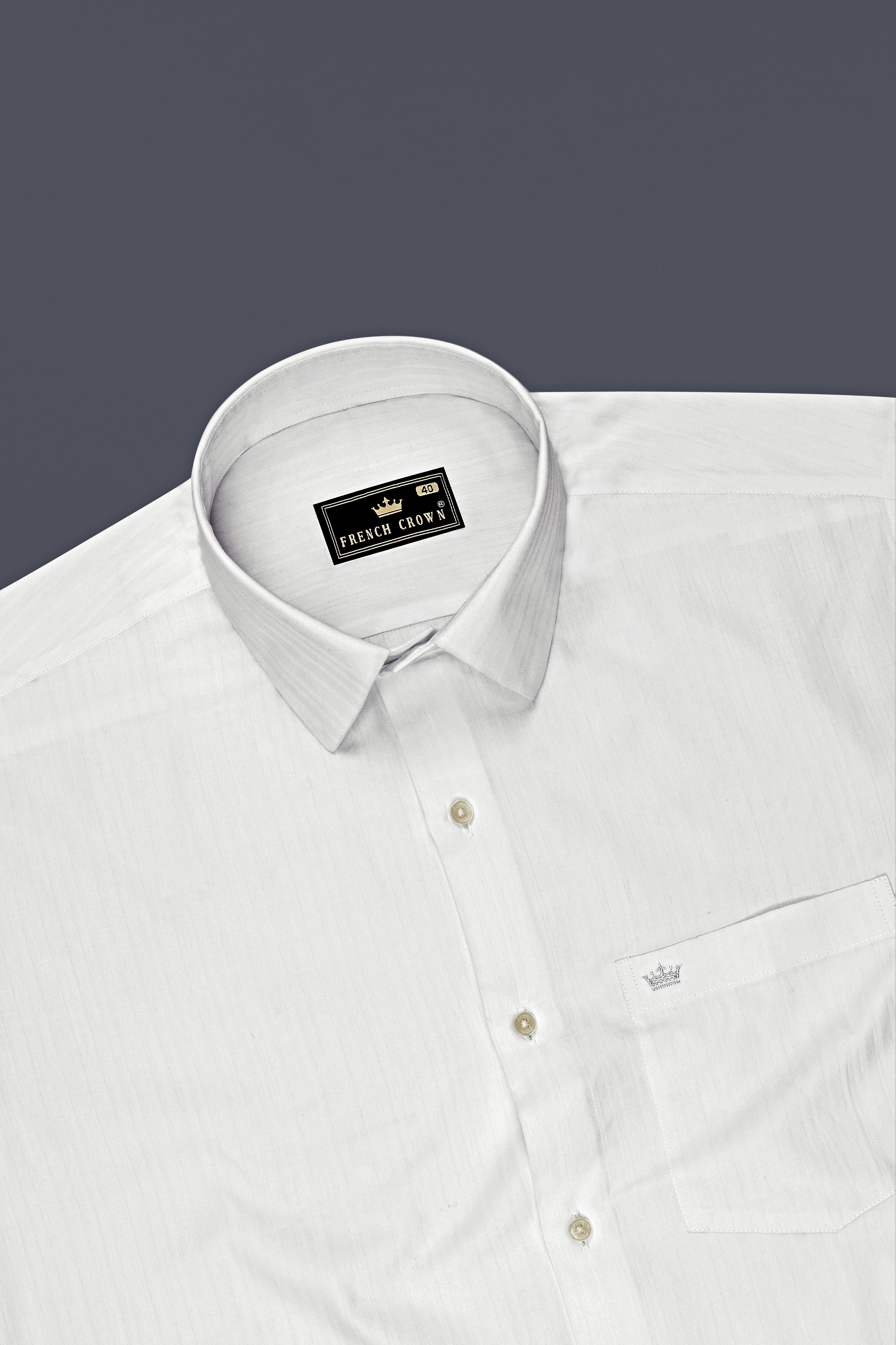 Blush-Pristine-Bright White Striped Dobby Textured Premium Giza Cotton Dress Shirt