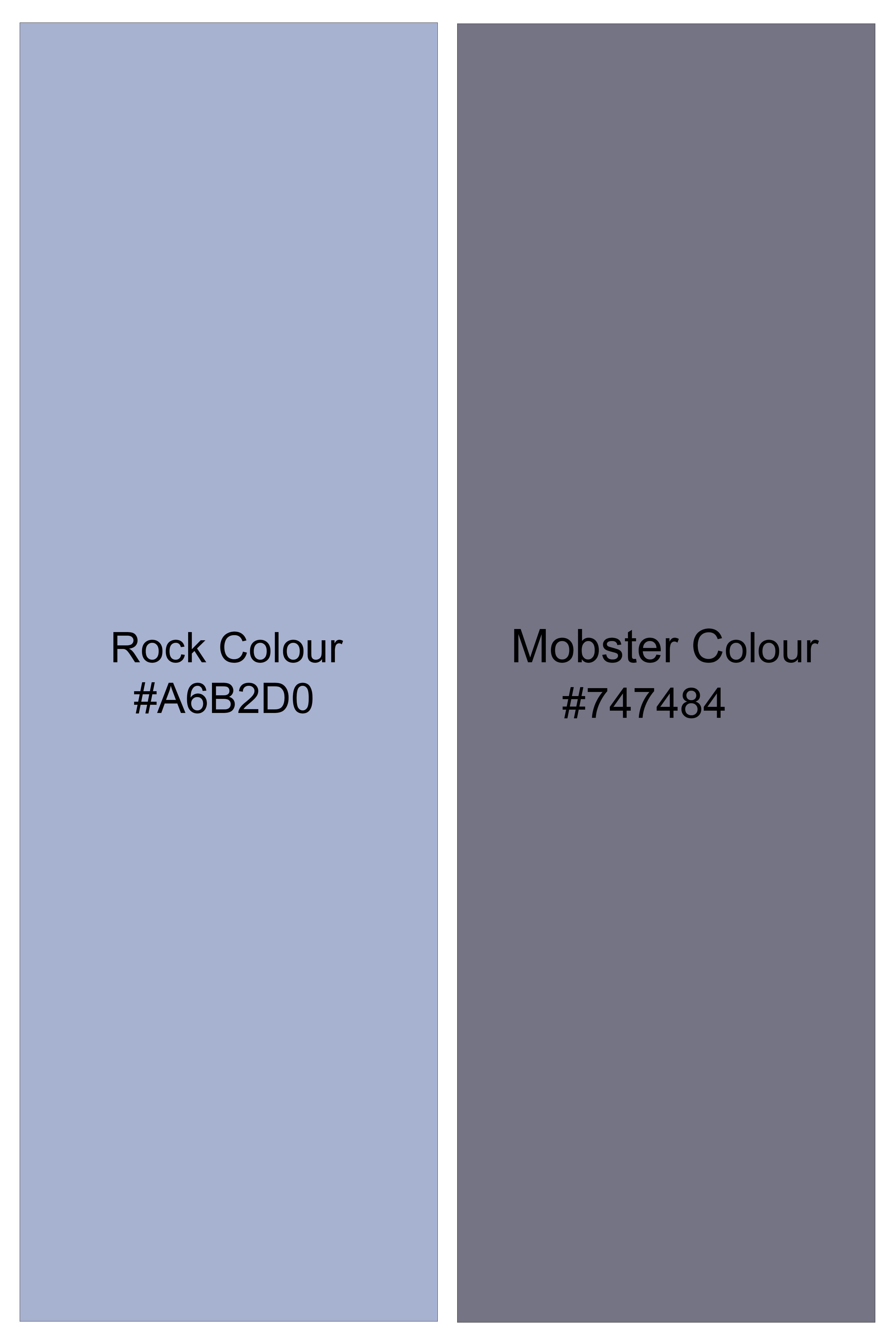 Slate-Rock Blue And Mobster Gray Plaid Oxford Premium Cotton Designer Casual Shirt