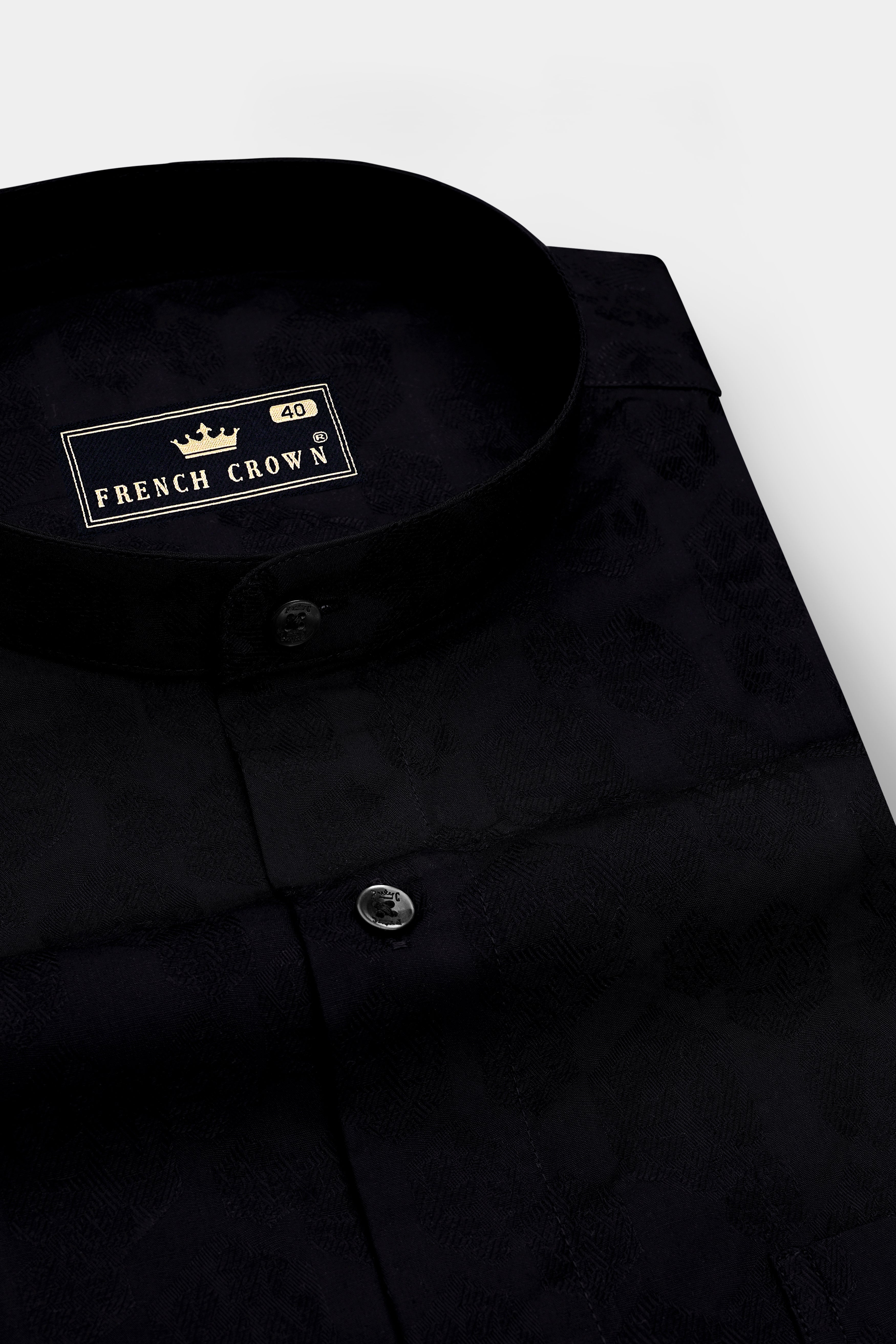 Eclipse-Jade Black Floral Jacquard Textured Premium Cotton Dress Shirt