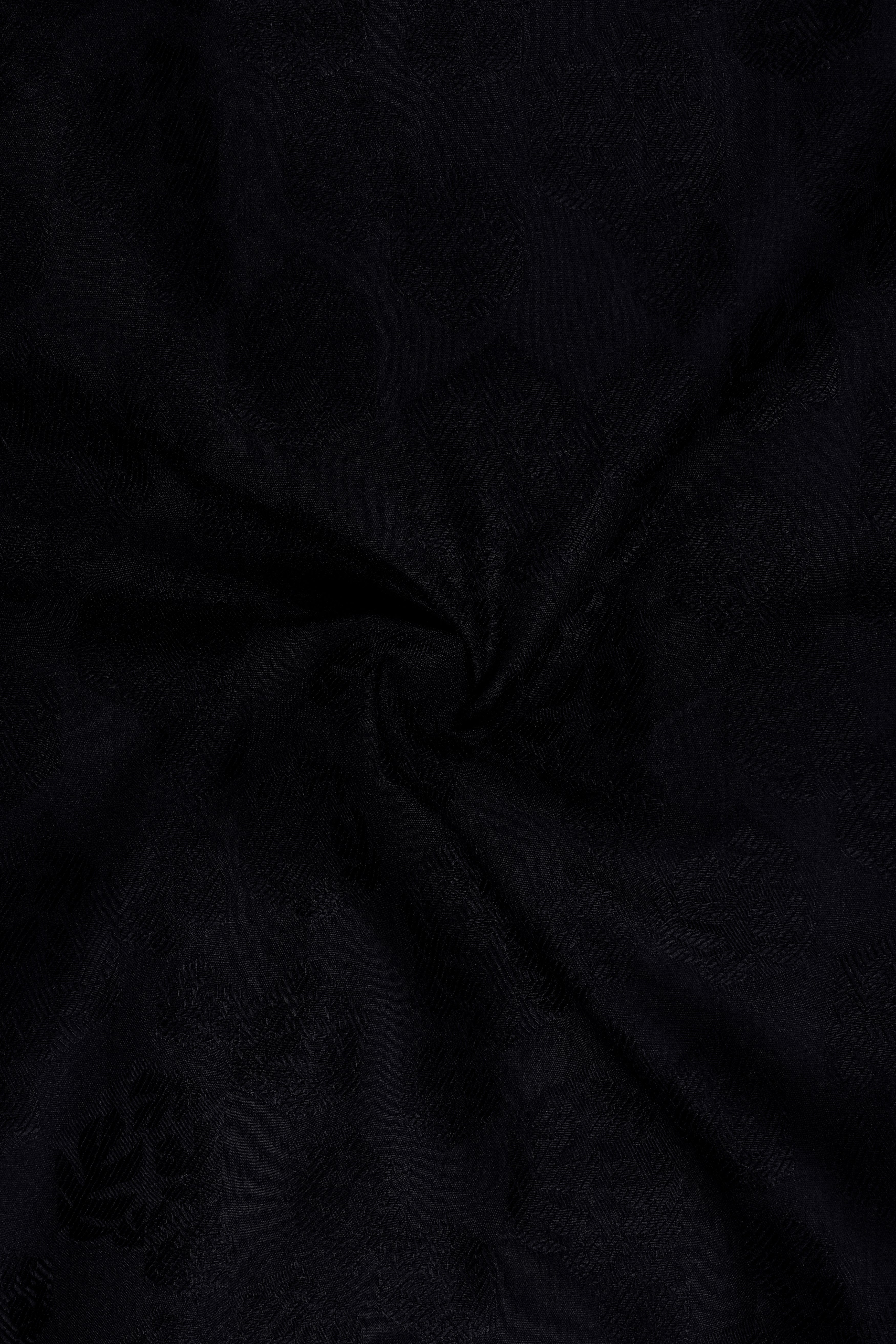 Eclipse-Jade Black Floral Jacquard Textured Premium Cotton Dress Shirt