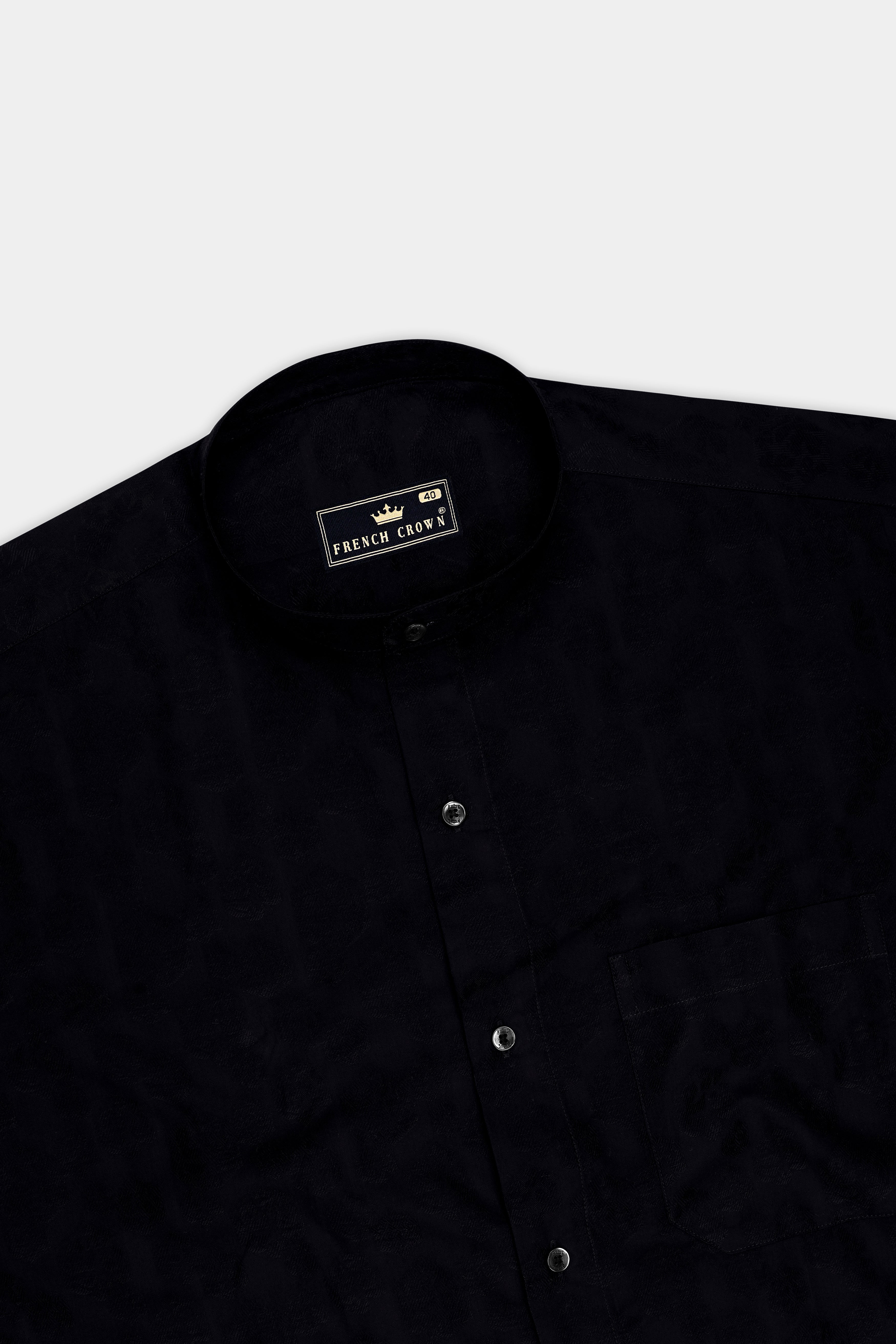 Eclipse-Jade Black Floral Jacquard Textured Premium Cotton Dress Shirt