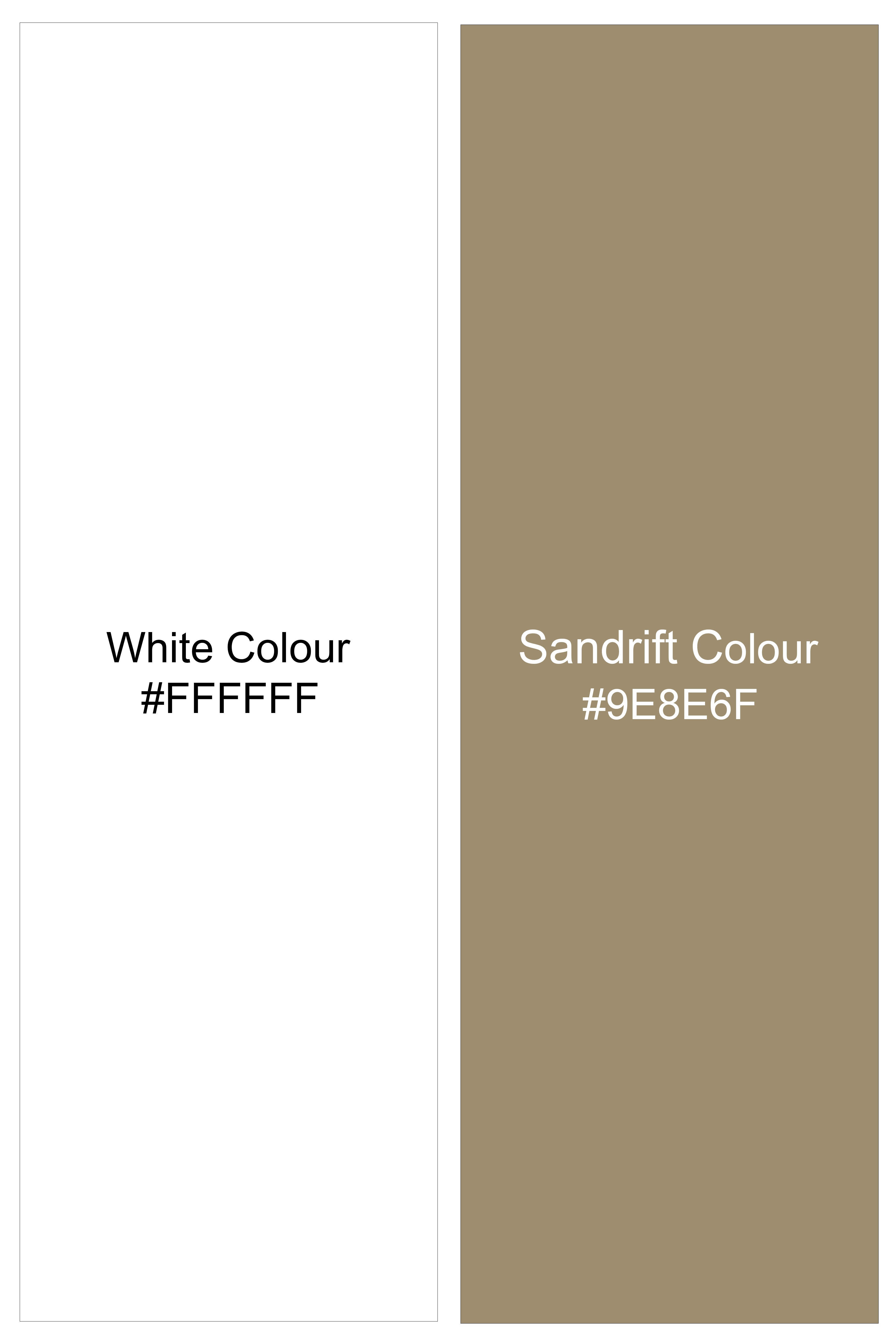 Solace-Bright White And Sandrift Brown Pin Striped 100% Pure Luxurious Linen Dress Shirt