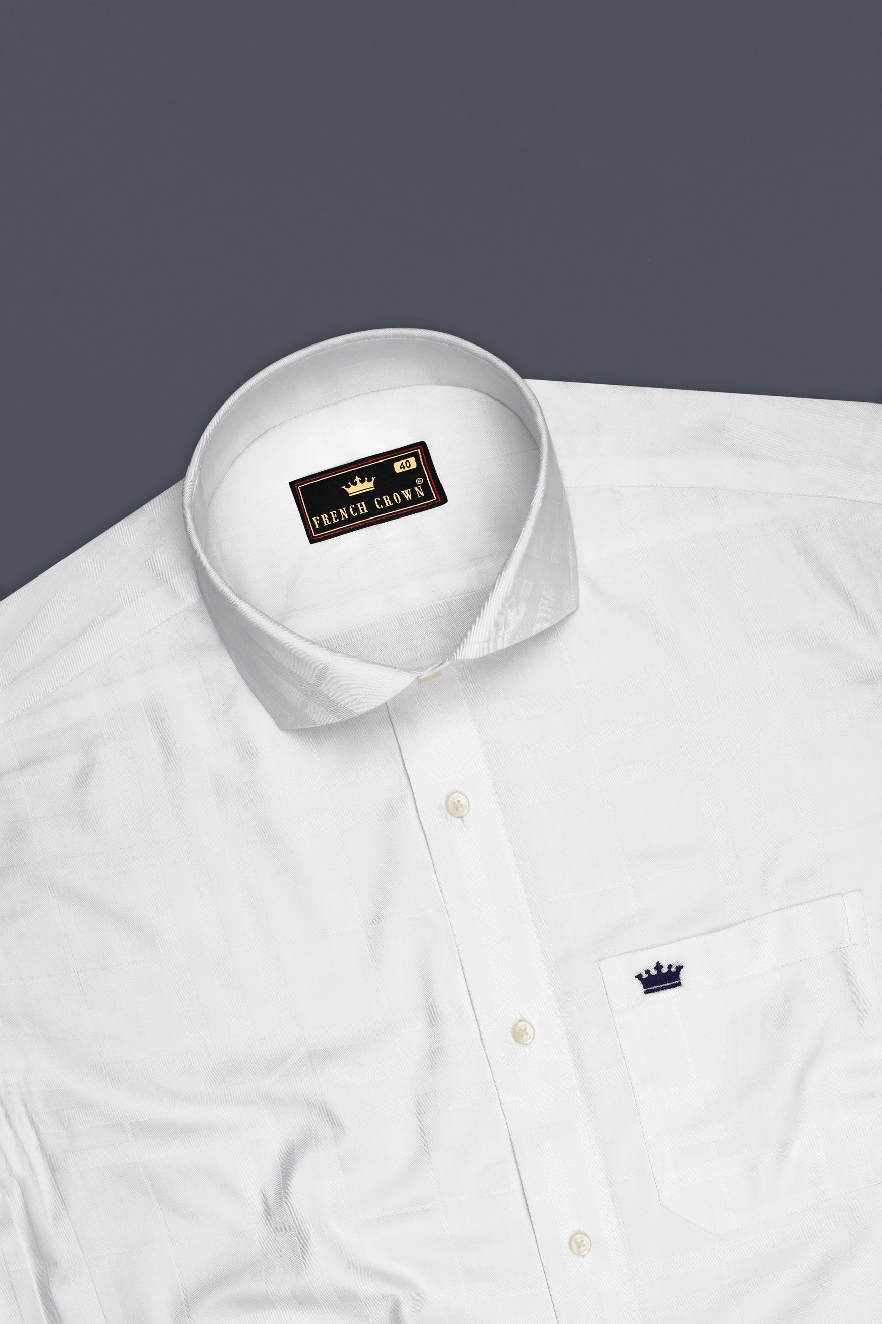 Pristine-Bright White Jacquard Textured Premium Cotton Dress Shirt