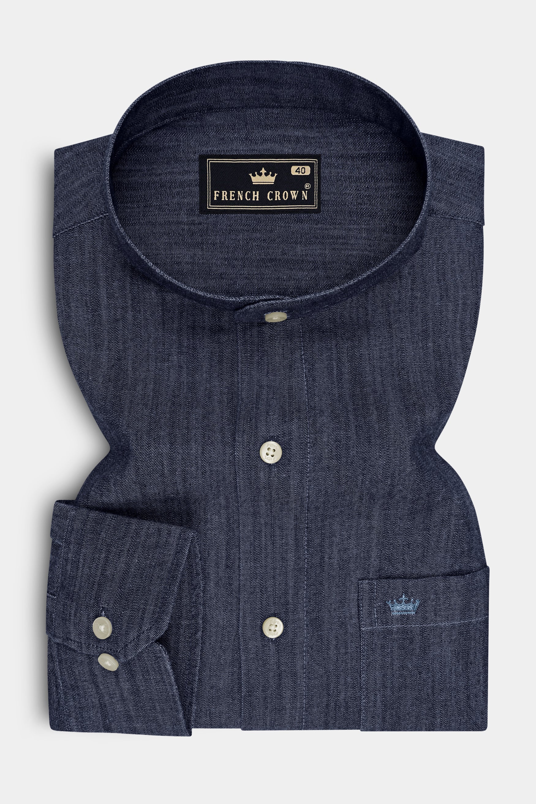 Terrain-Cedar Gray Textured Premium Denim Casual Shirt
