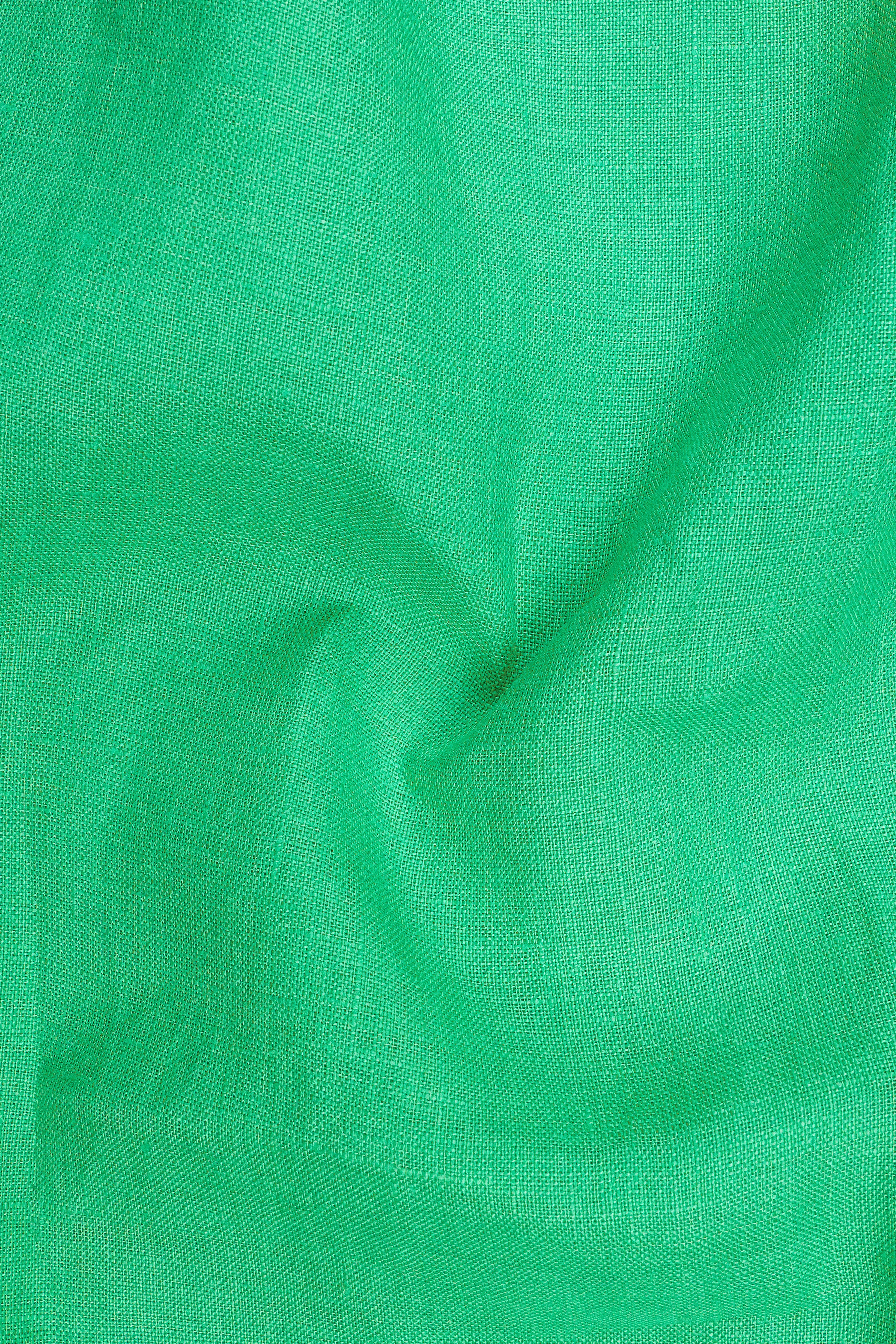 Olivine-Haze Green Luxurious Linen Designer Casual Shirt