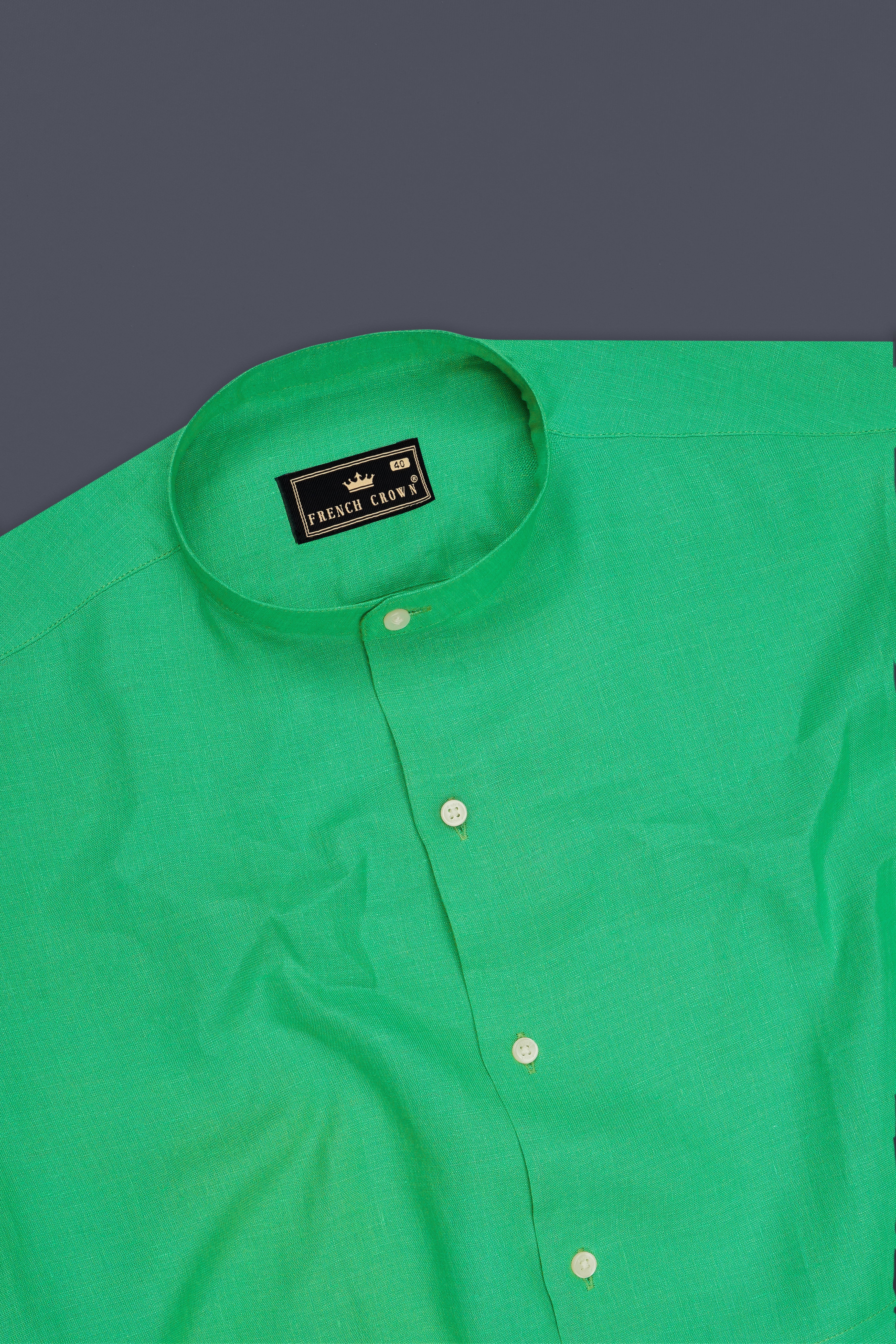 Olivine-Haze Green Luxurious Linen Designer Casual Shirt