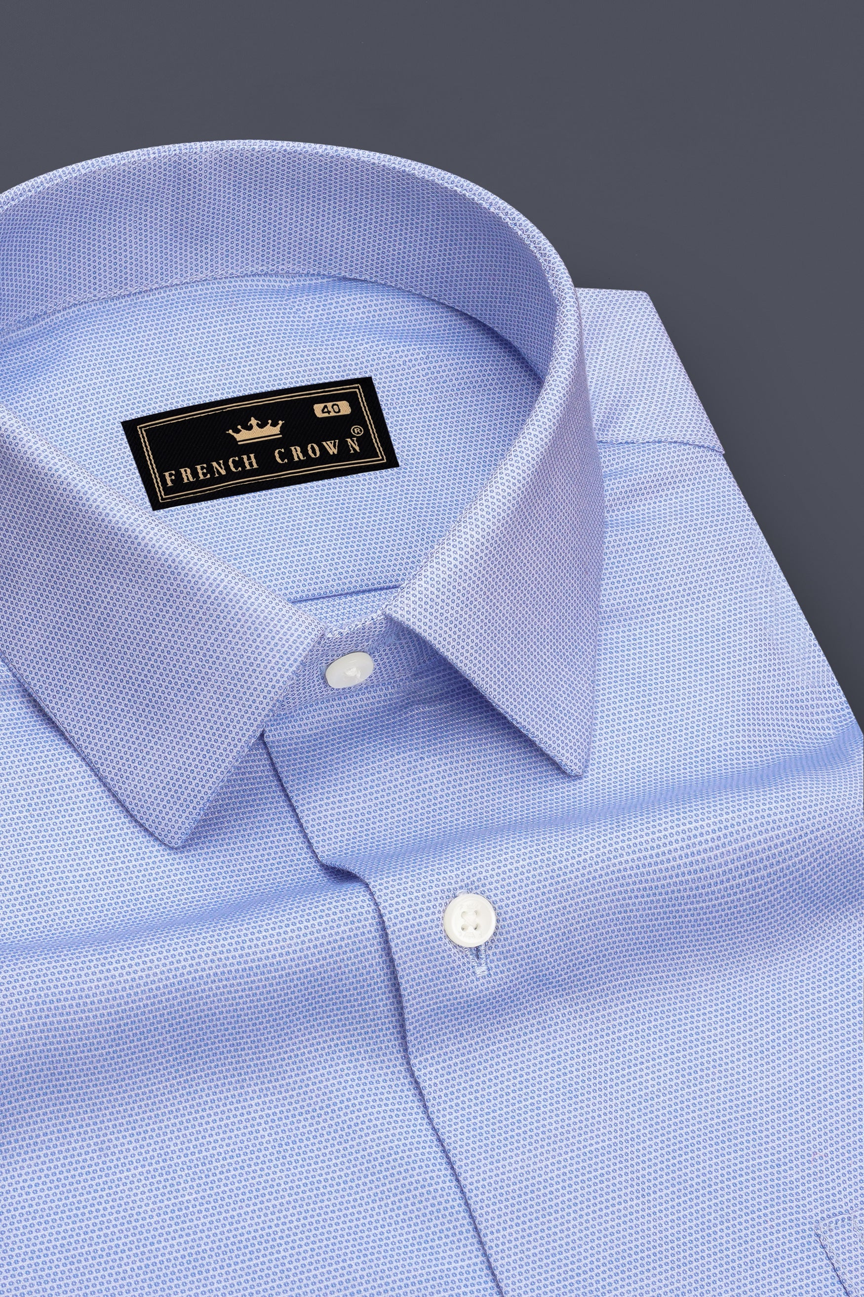 Ciel-Carolina Blue Printed Dobby Premium Giza Cotton Dress Shirt