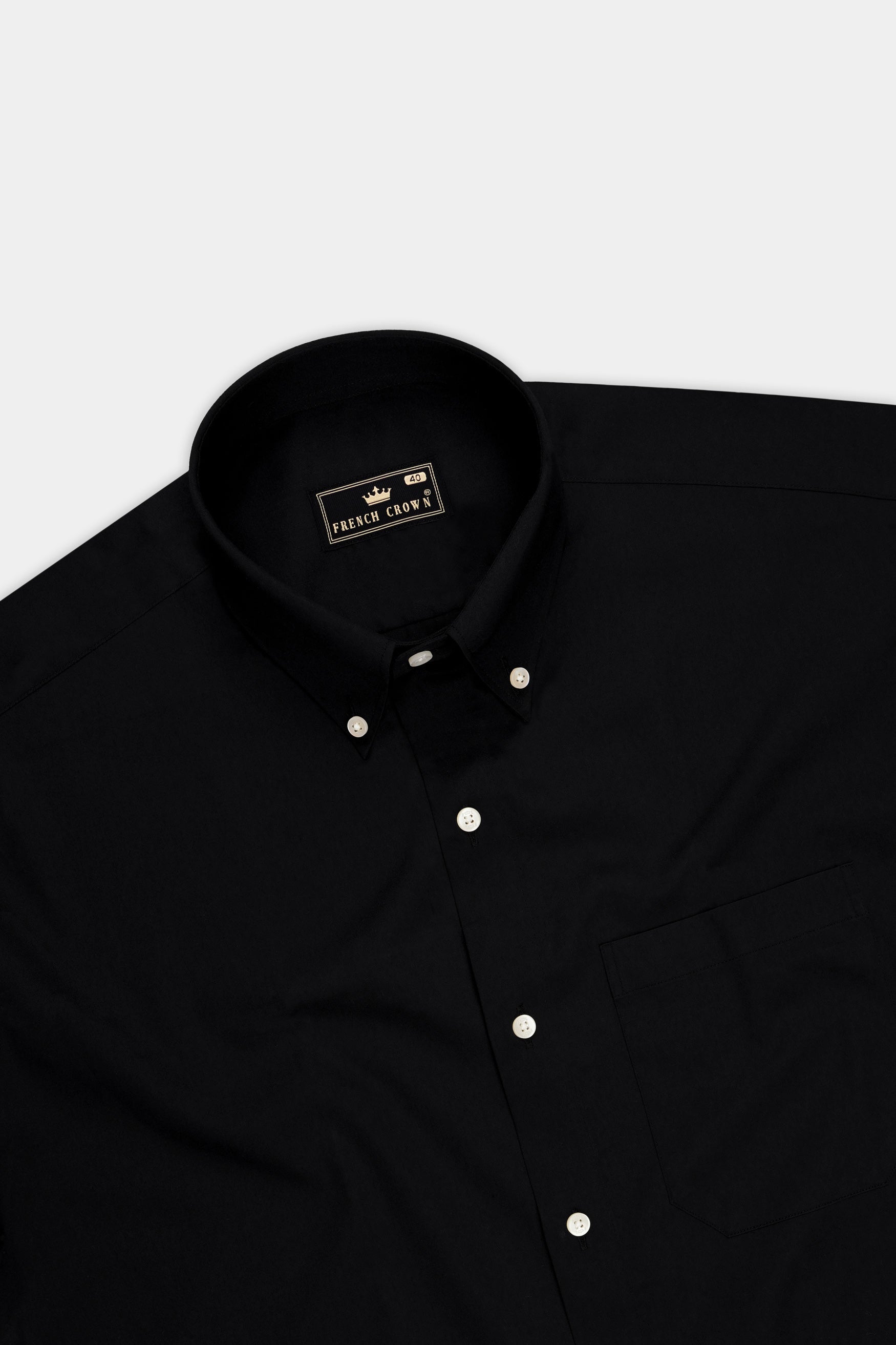 Radiance-Jade Black Subtle Sheen Super Soft Premium Cotton Button Down Dress Shirt