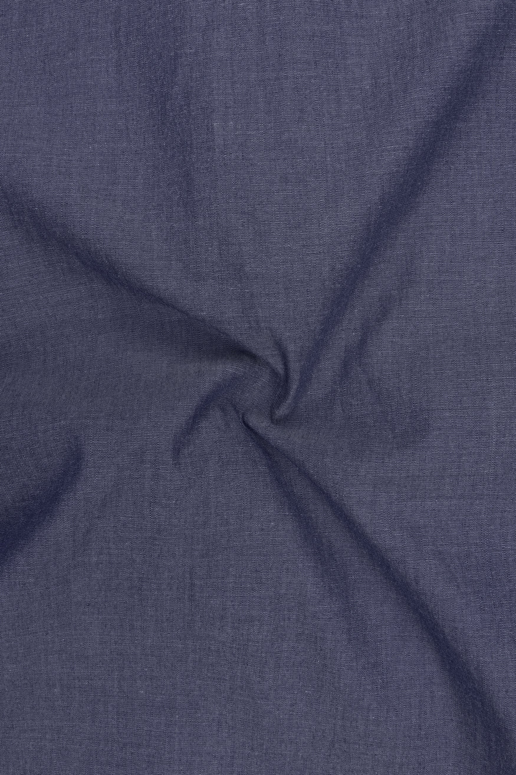 Terrain-Mulled Gray Textured Chambray Premium Cotton Casual Kurta Shirt