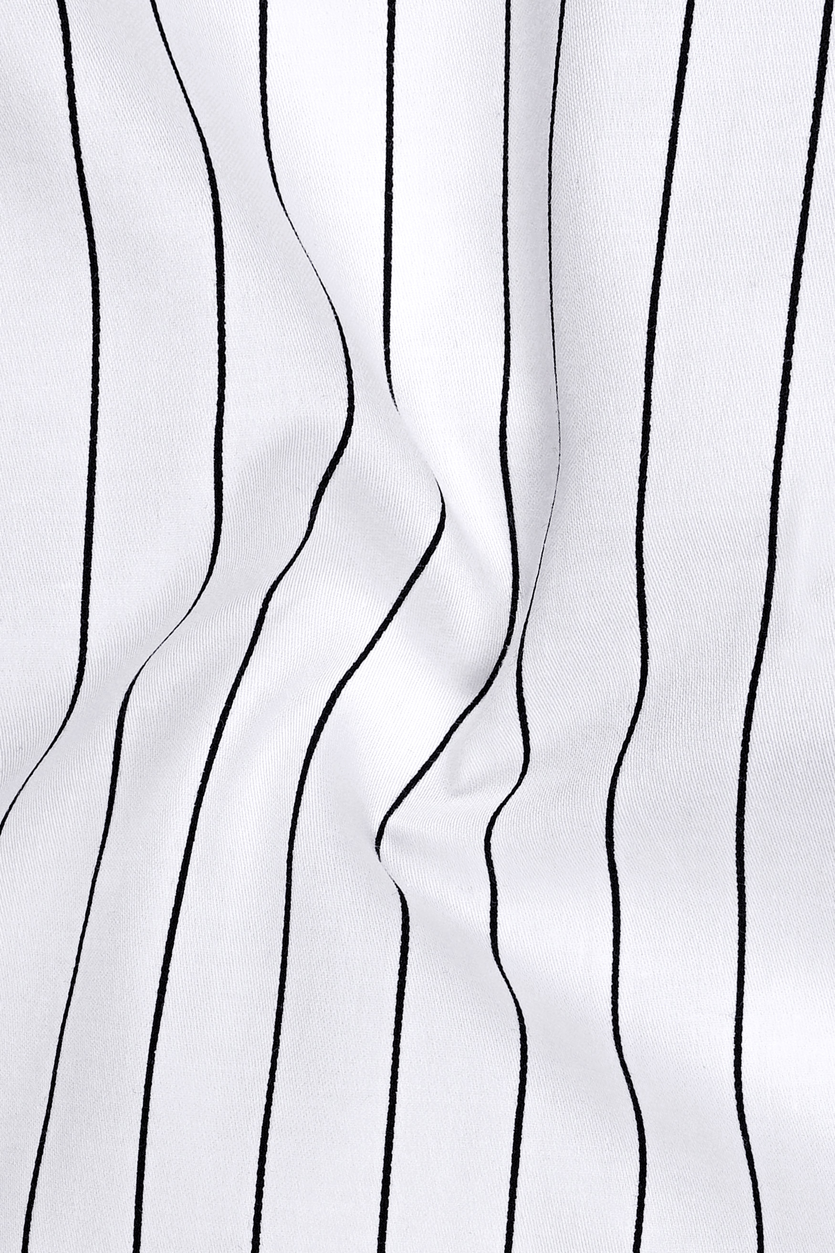 Aurum-Bright White And Jade Black Pin Striped Subtle Sheen Super Soft Premium Cotton Black Cuff Collar Dress Shirt