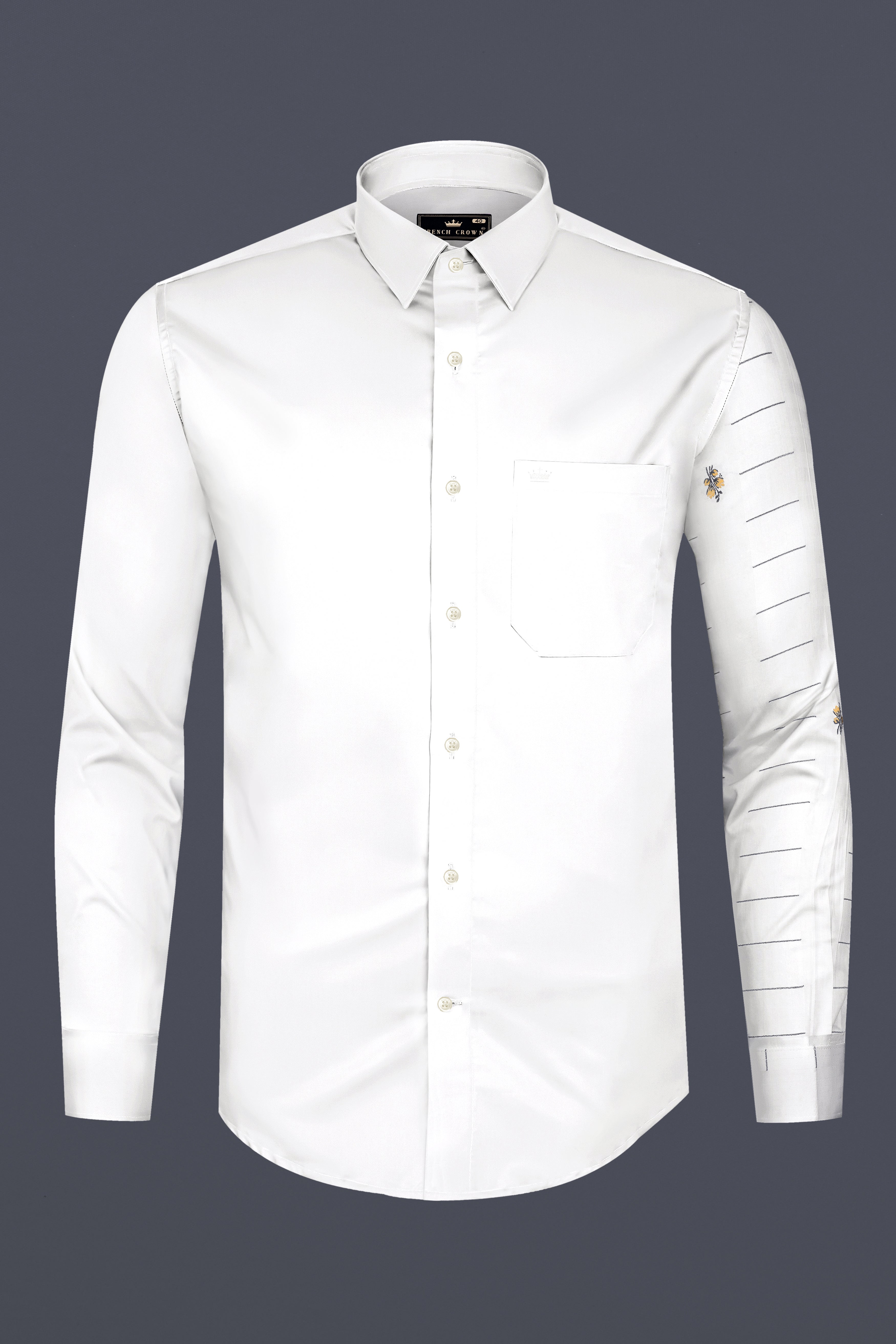 Alba-Bright White Printed Subtle Sheen Super Soft Premium Cotton Designer Casual Shirt