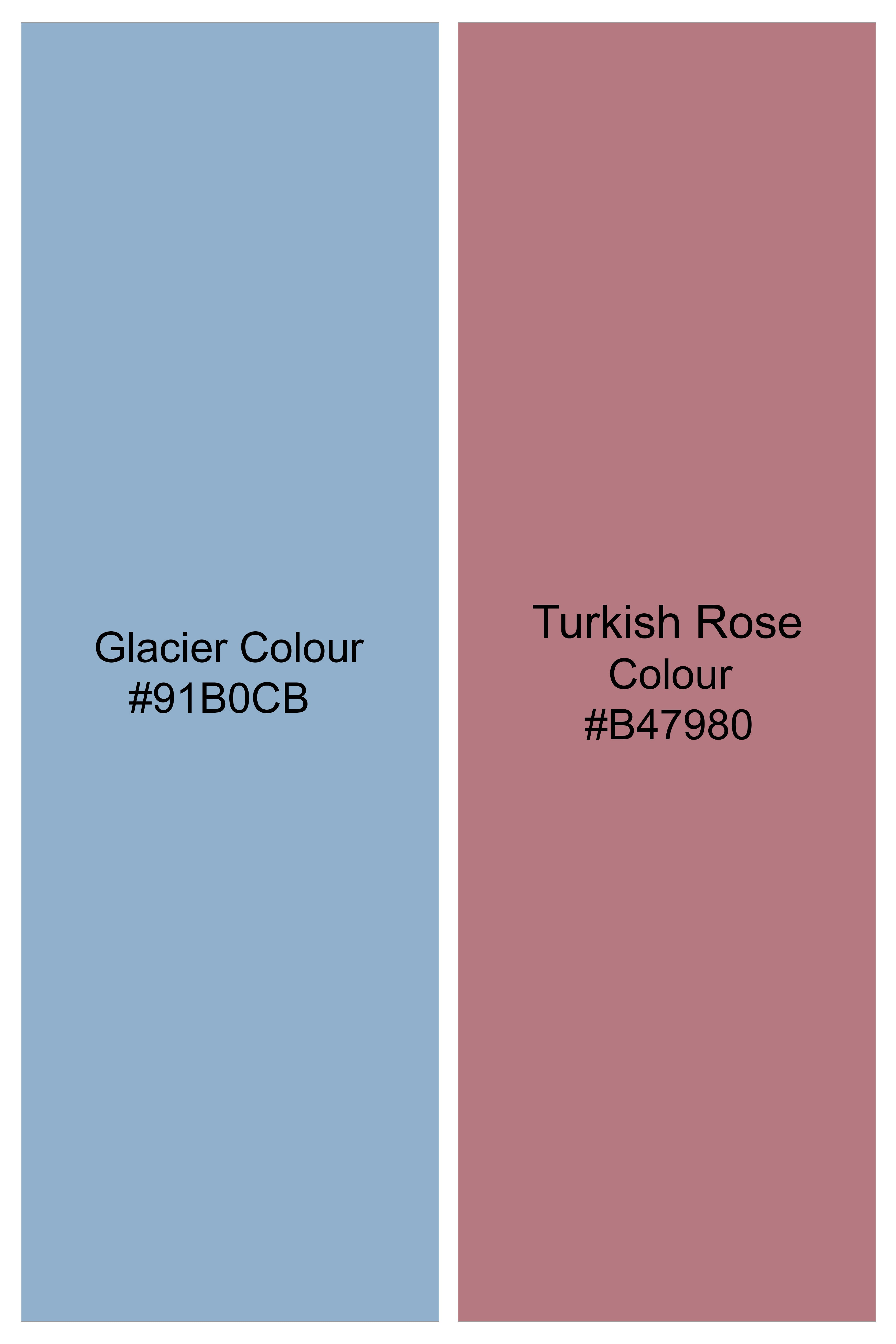 Velora-Glacier Blue And Turkish Rose Multi Color Eometric Printed Super Soft Tencel Casual Shirt
