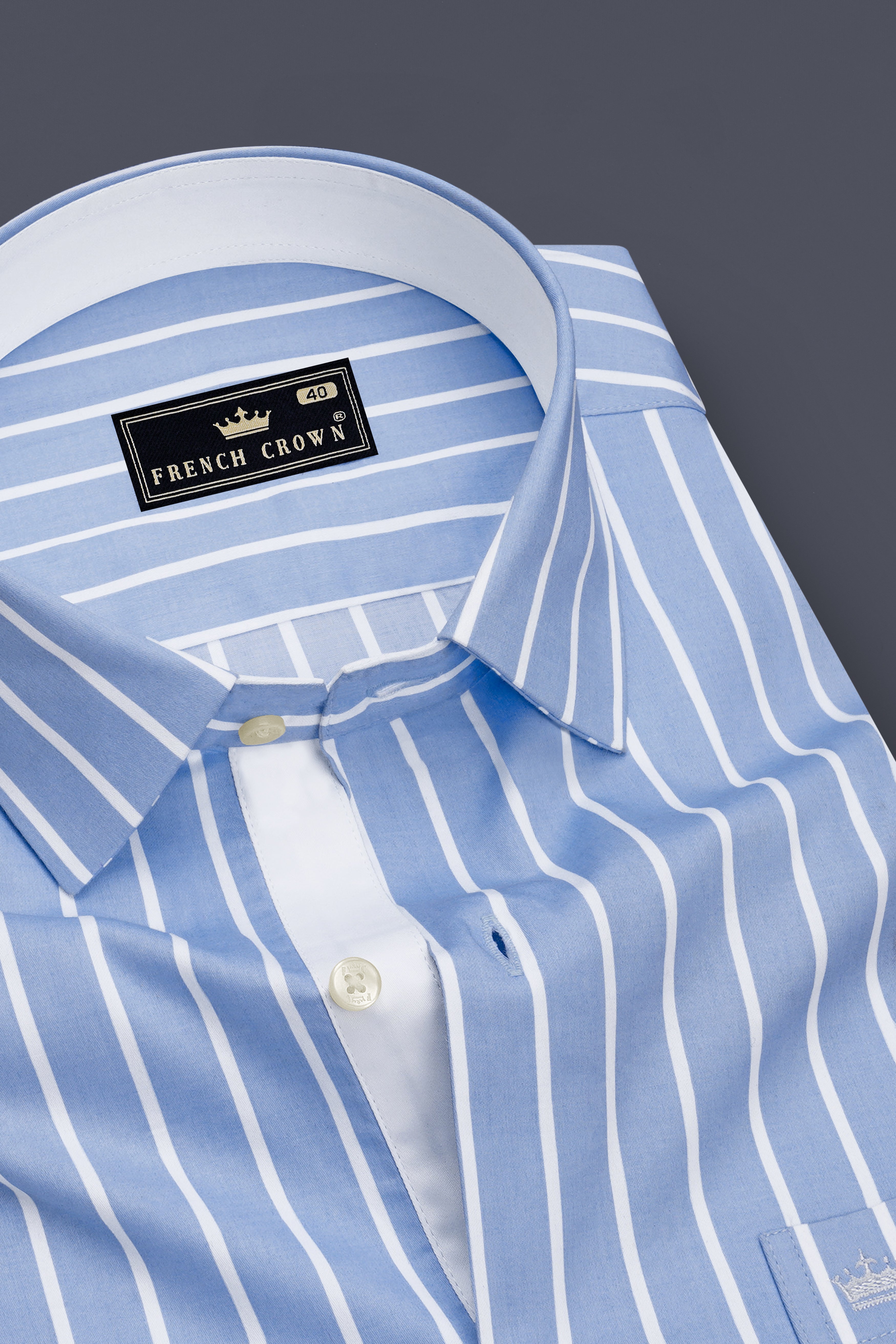 Celesto-Spindle Blue And Bright White Pin Striped Subtle Sheen Soft Premium Cotton Dress Shirt