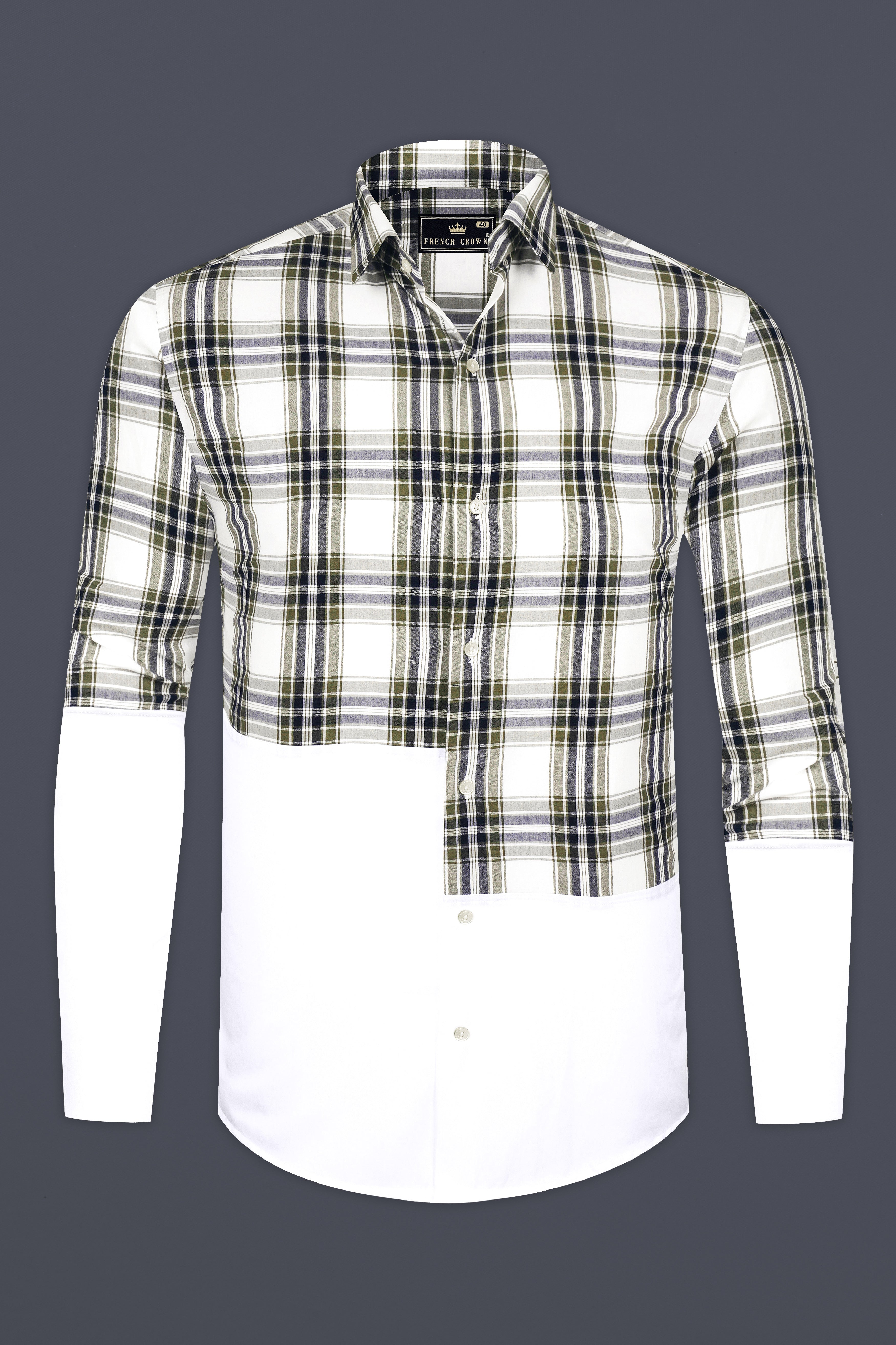 Meadow-Friar Green And Bright White Plaid Seersucker Super Soft Premium Cotton Casual Designer Shirt