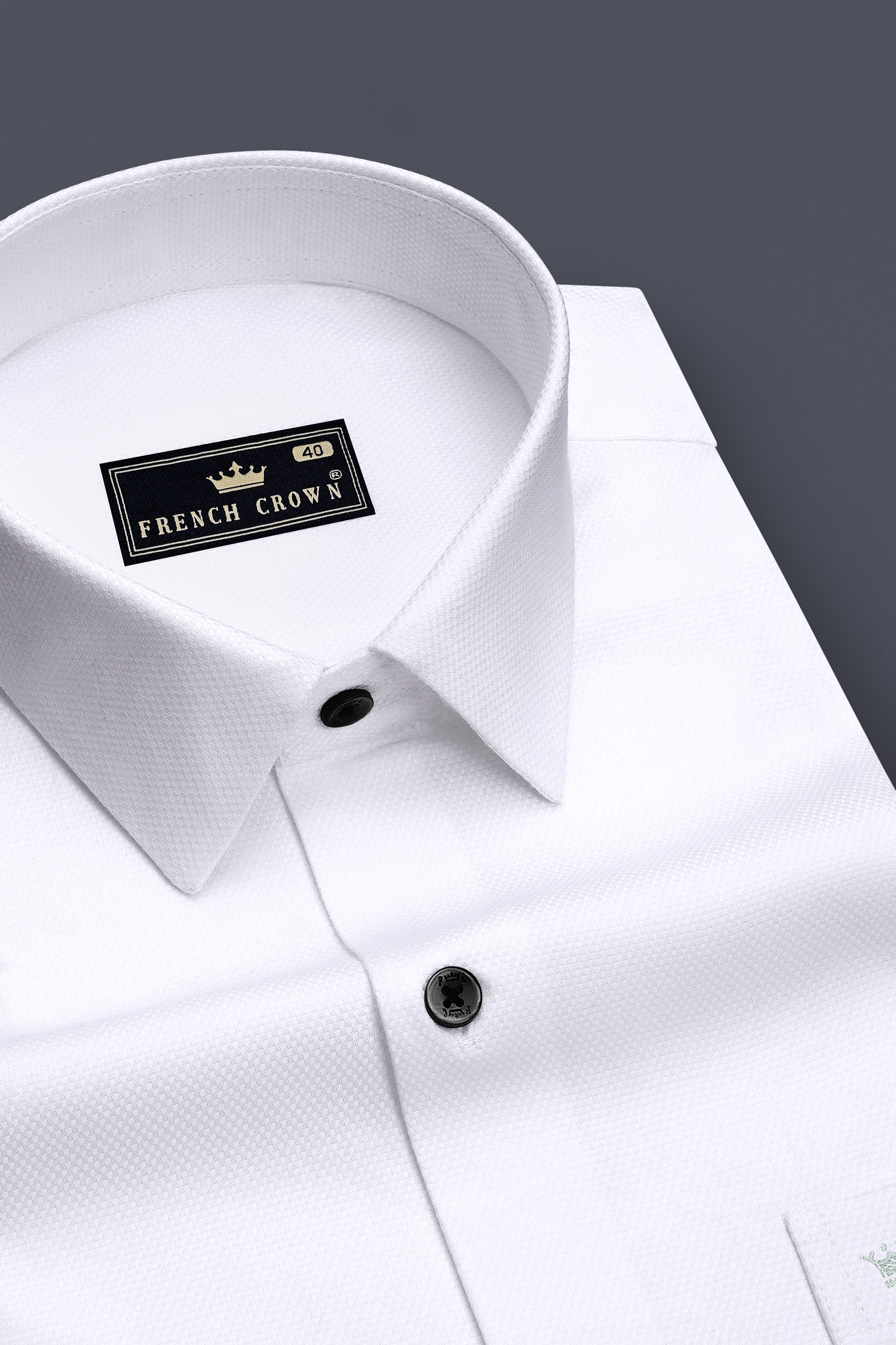 Eminence-Bright White Dobby Textured Premium Giza Cotton Dress Shirt
