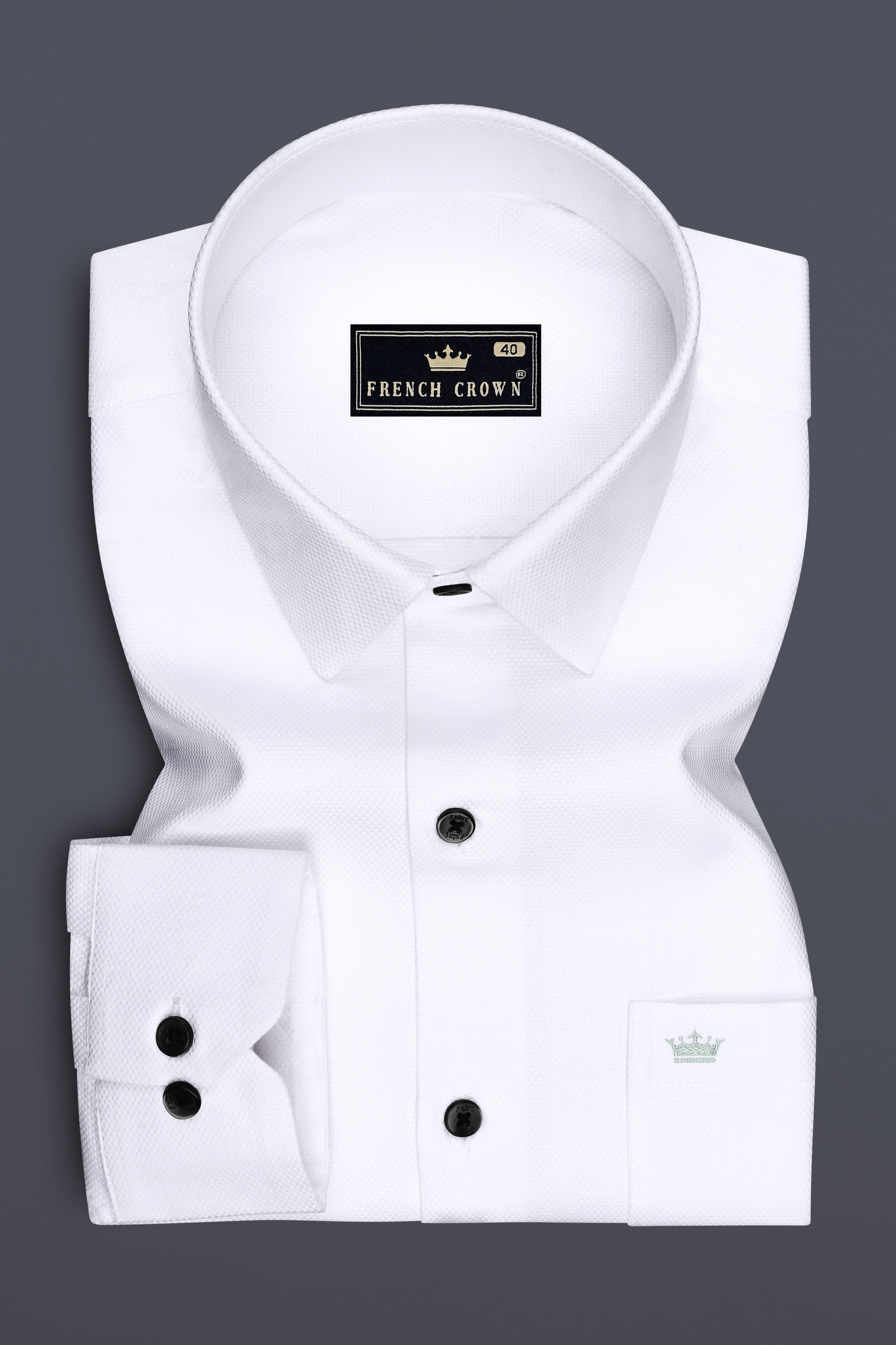 Eminence-Bright White Dobby Textured Premium Giza Cotton Dress Shirt