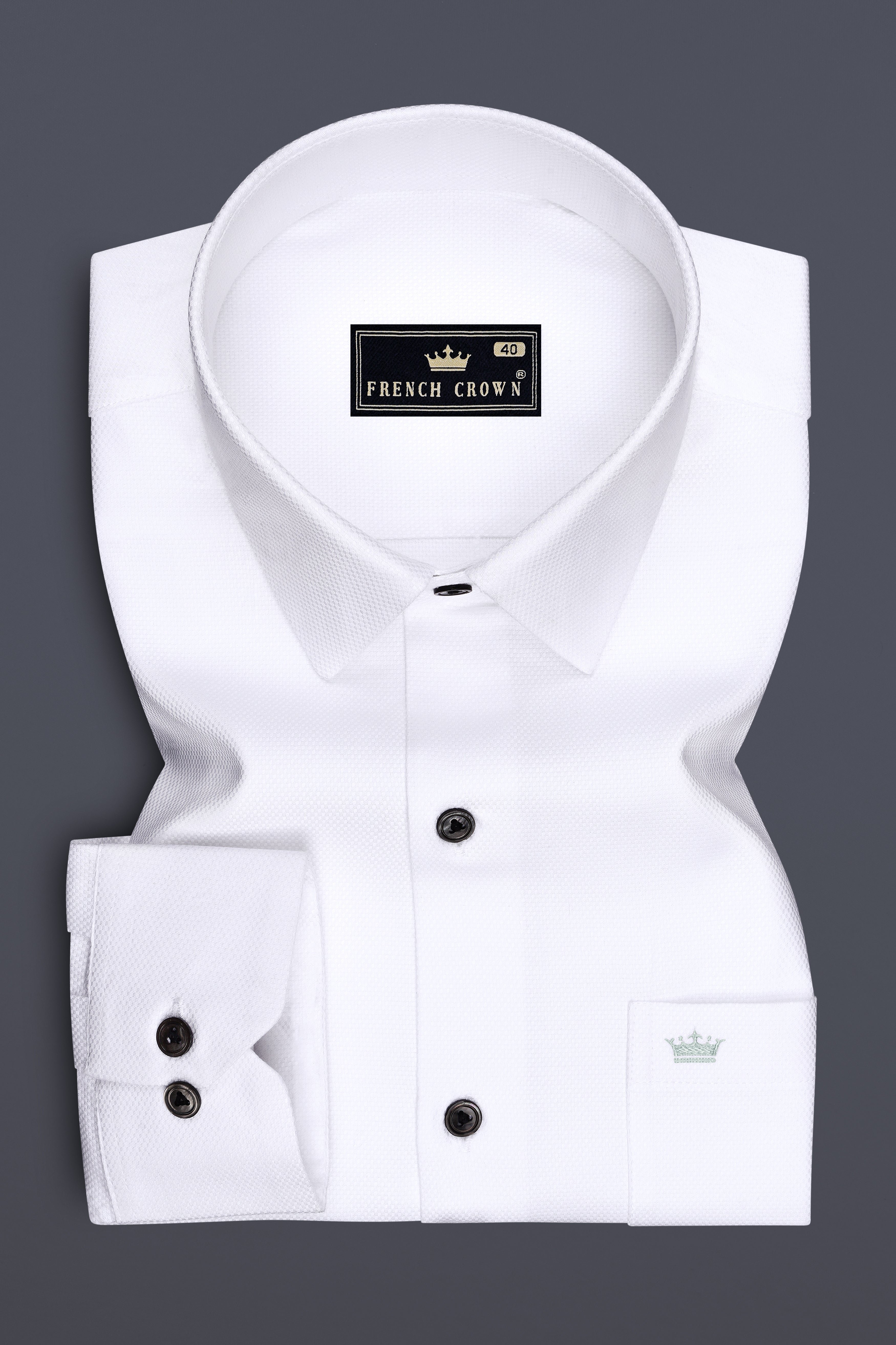 Eminence-Bright White Dobby Textured Premium Giza Cotton Dress Shirt
