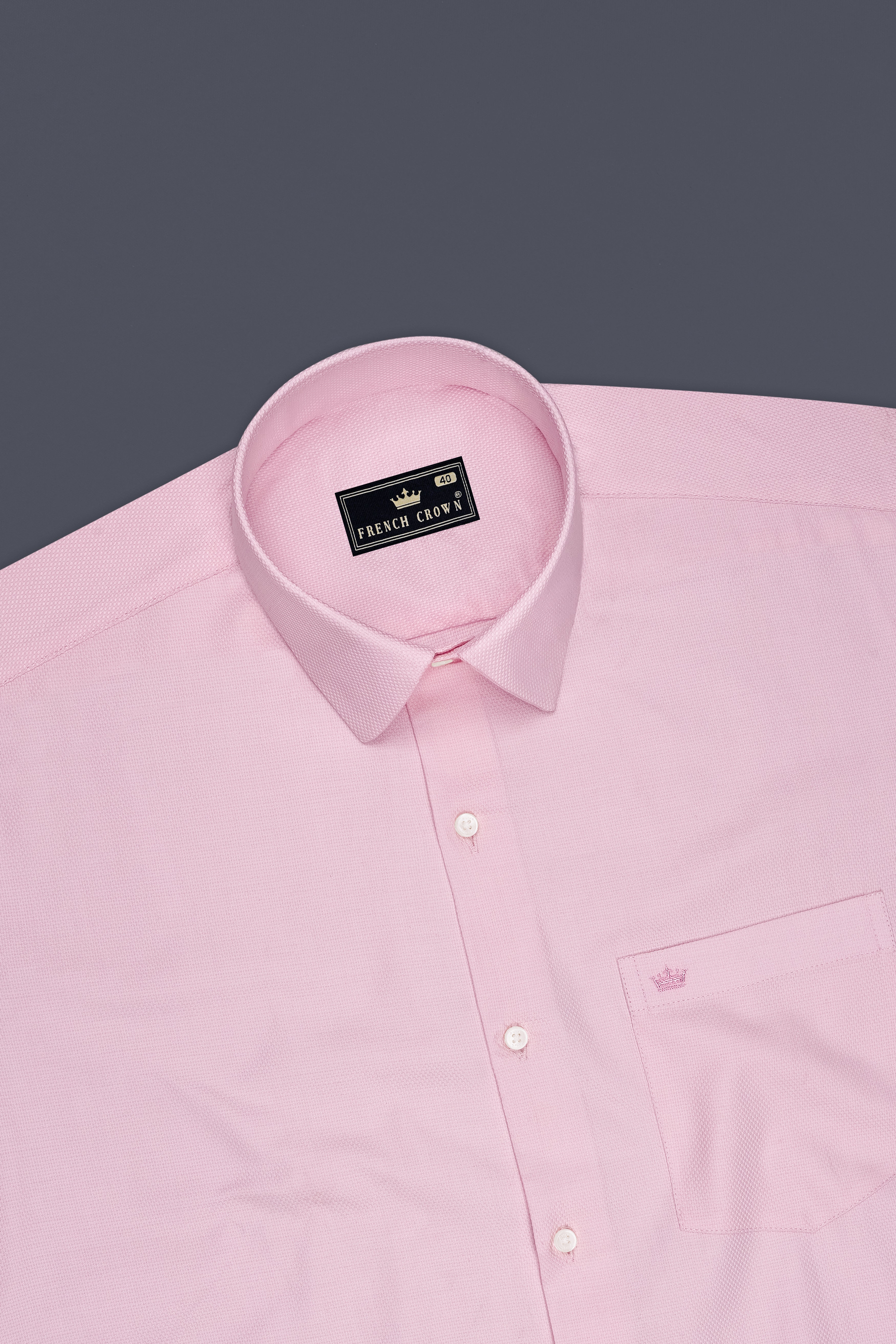 Velour-Melanie Pink Dobby Textured Premium Giza Cotton Dress Shirt