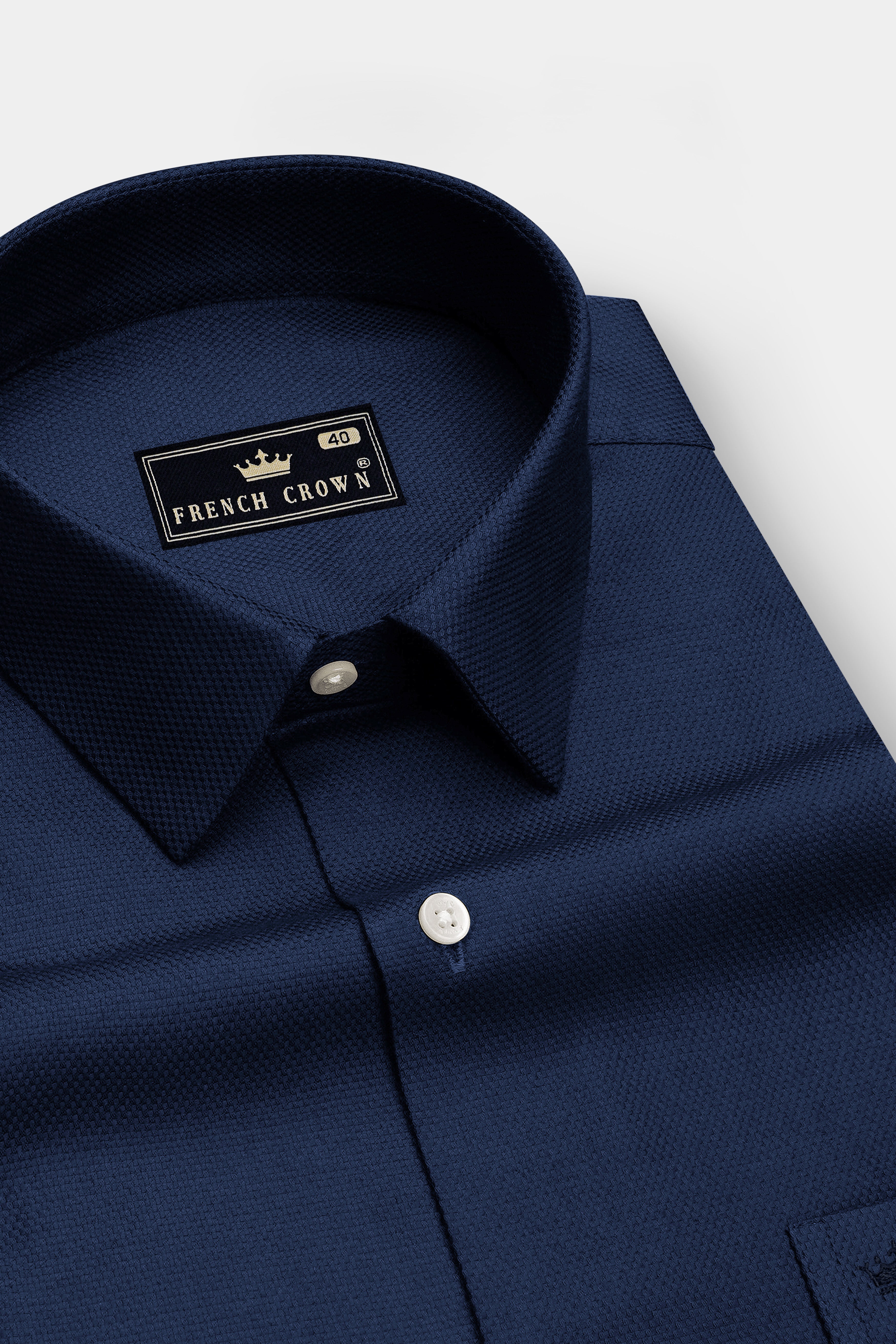 Aegis-Ebony Navy Dobby Textured Premium Giza Cotton Dress Shirt
