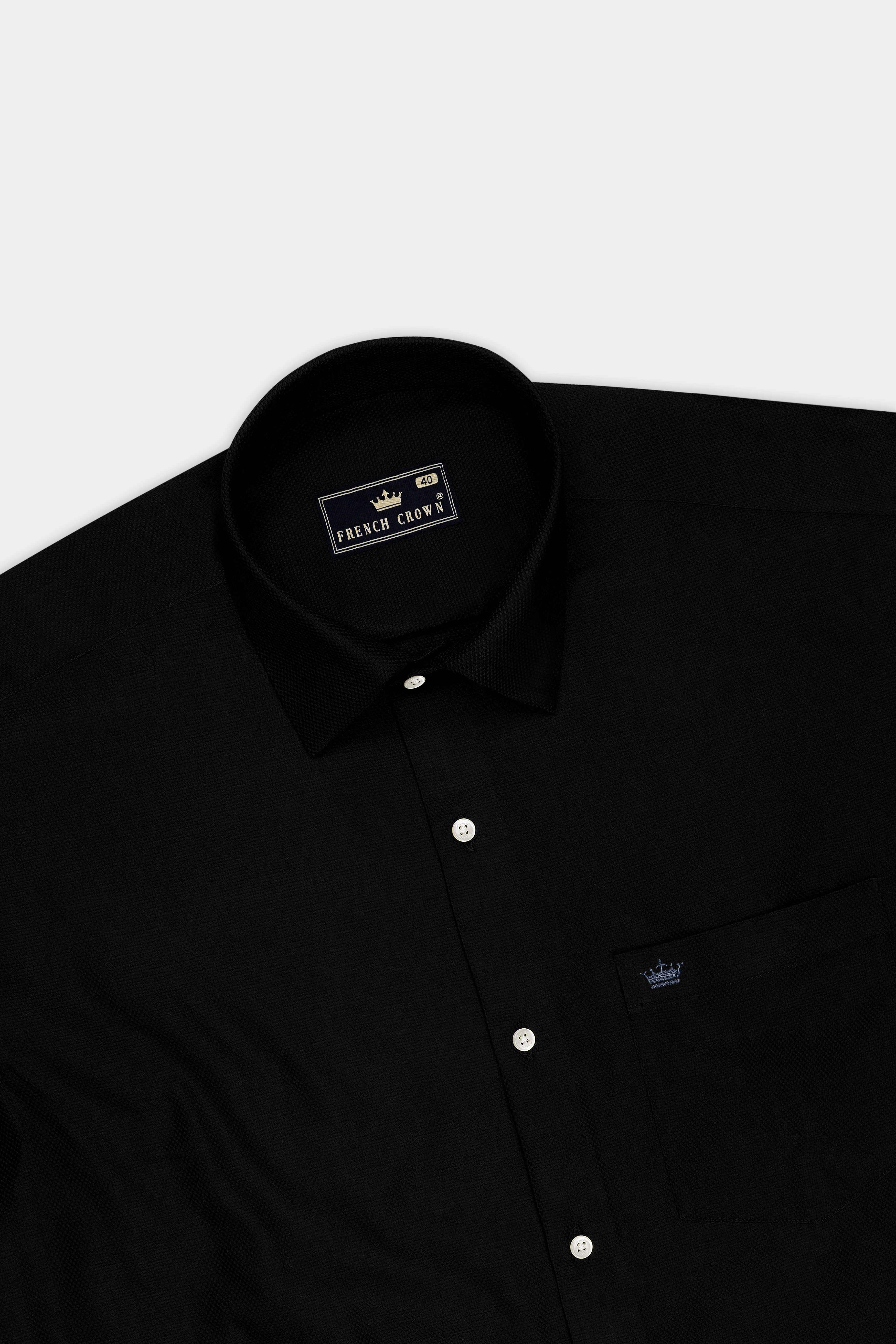 Nero-Jade Black Dobby Textured Premium Giza Cotton Dress Shirt