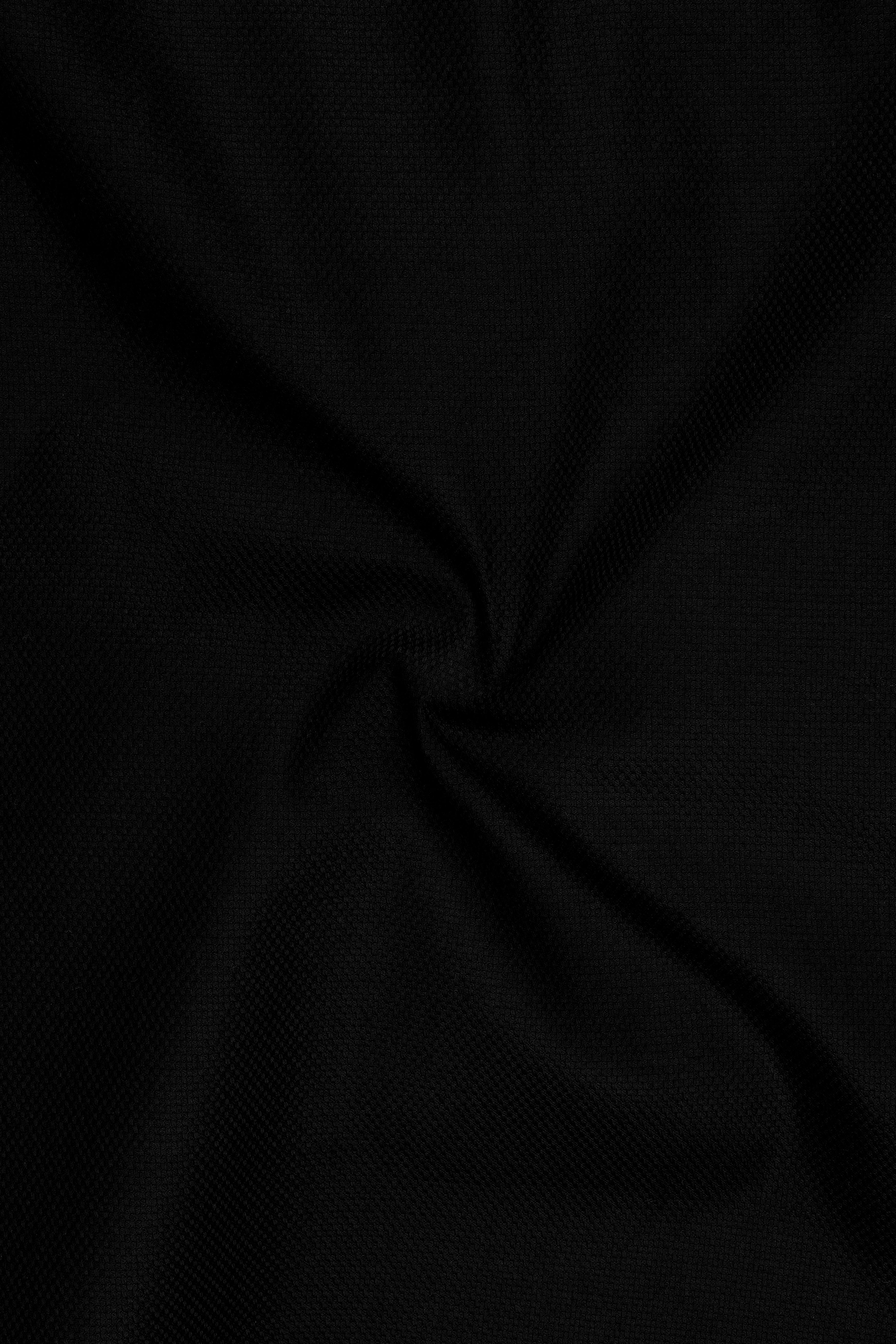 Nero-Jade Black Dobby Textured Premium Giza Cotton White Cuff Collar Dress Shirt