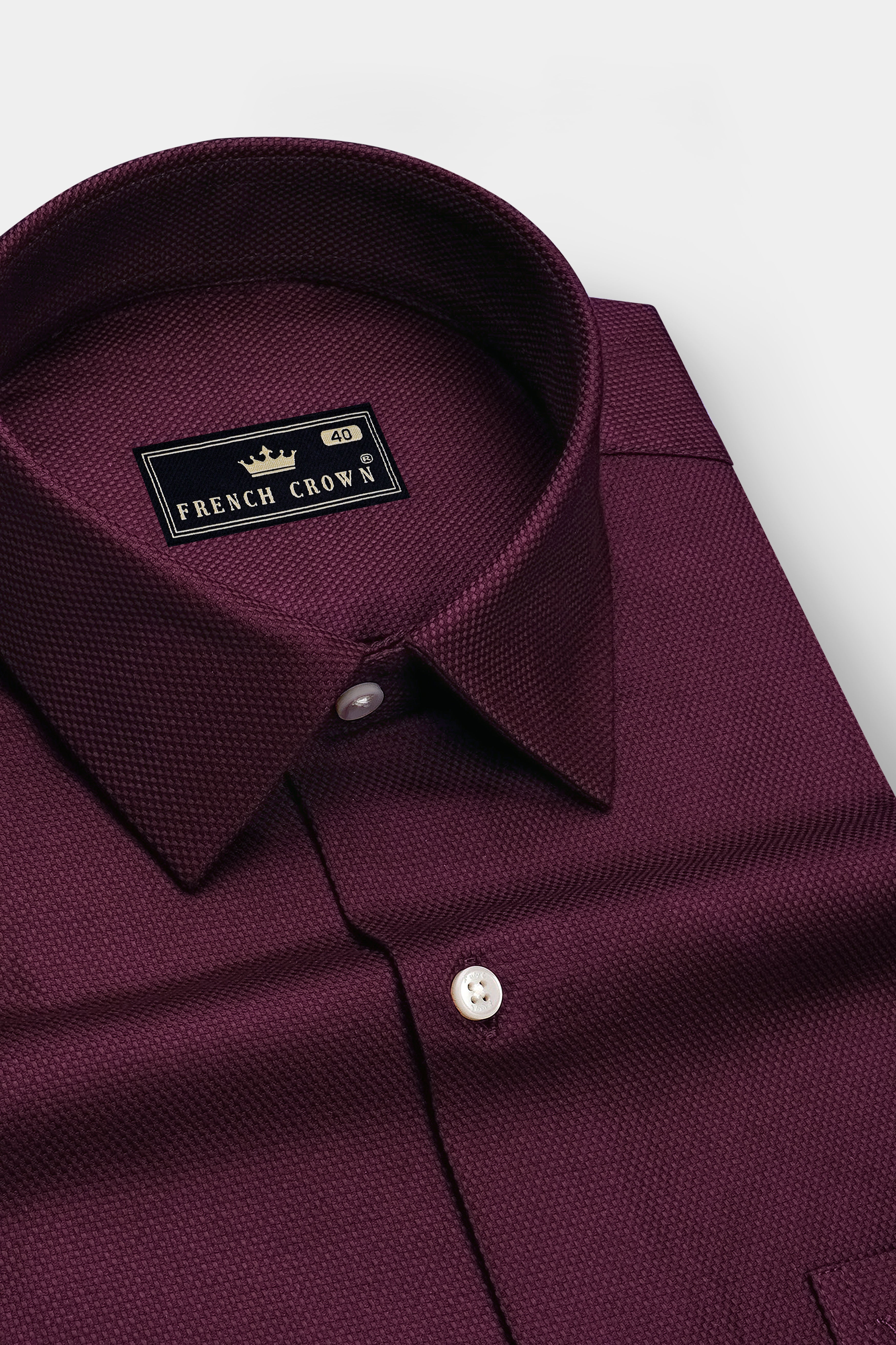 Violet-Crater Purple Dobby Textured Premium Giza Cotton Dress Shirt