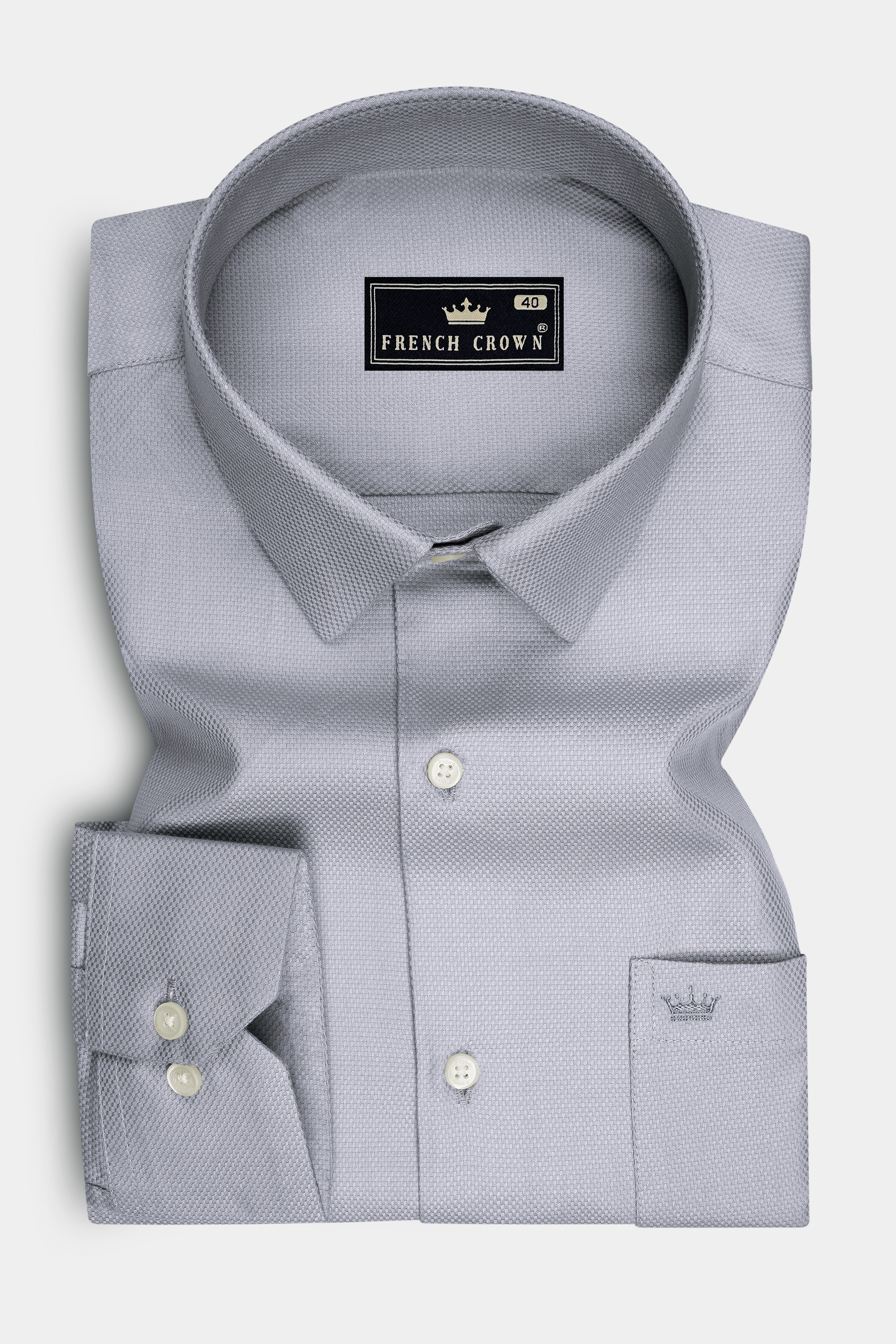 Silva-Wisteria Gray Dobby Textured Premium Giza Cotton Dress Shirt