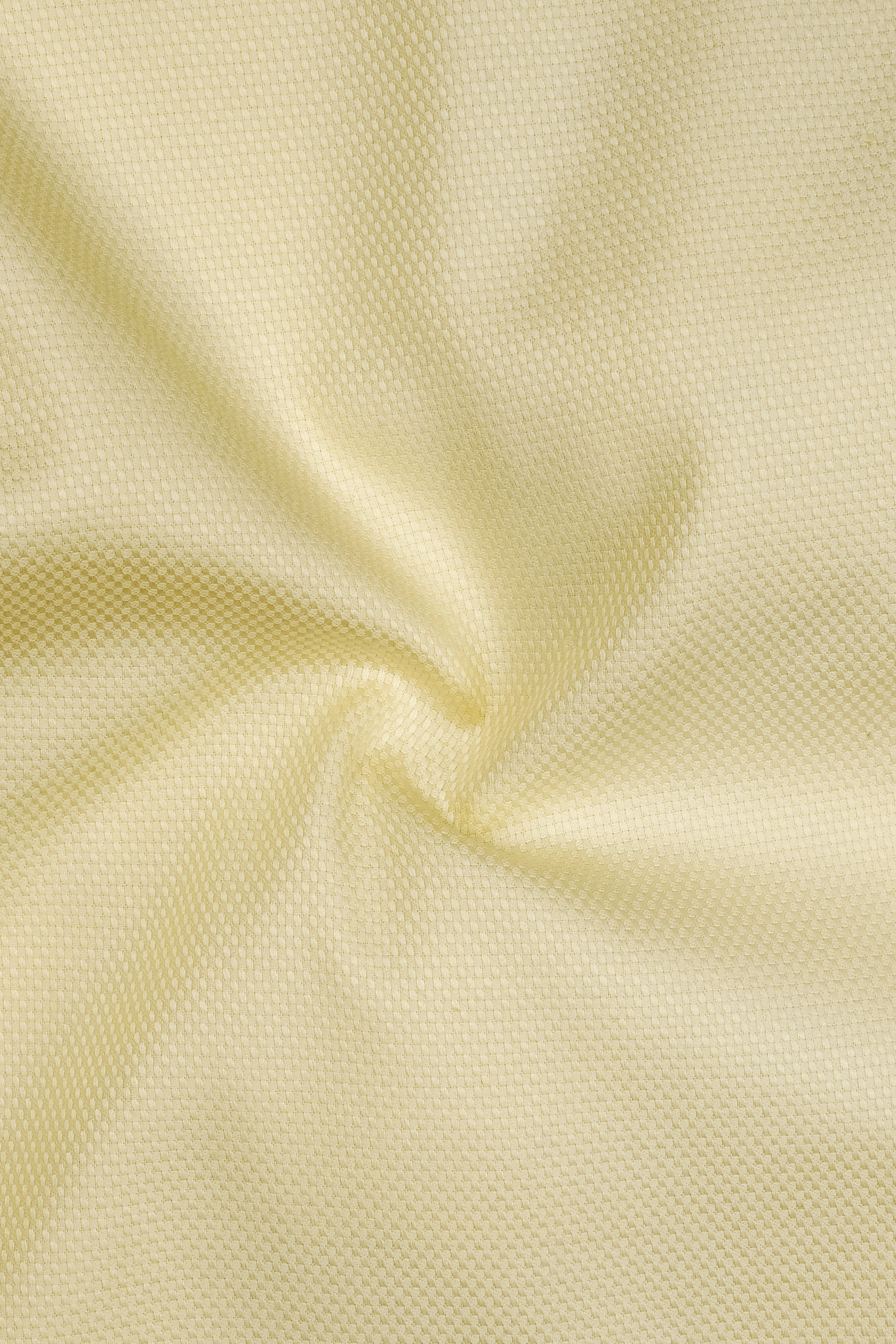 Saffron-Pavlova Yellow Dobby Textured Premium Giza Cotton White Cuff Collar Dress Shirt