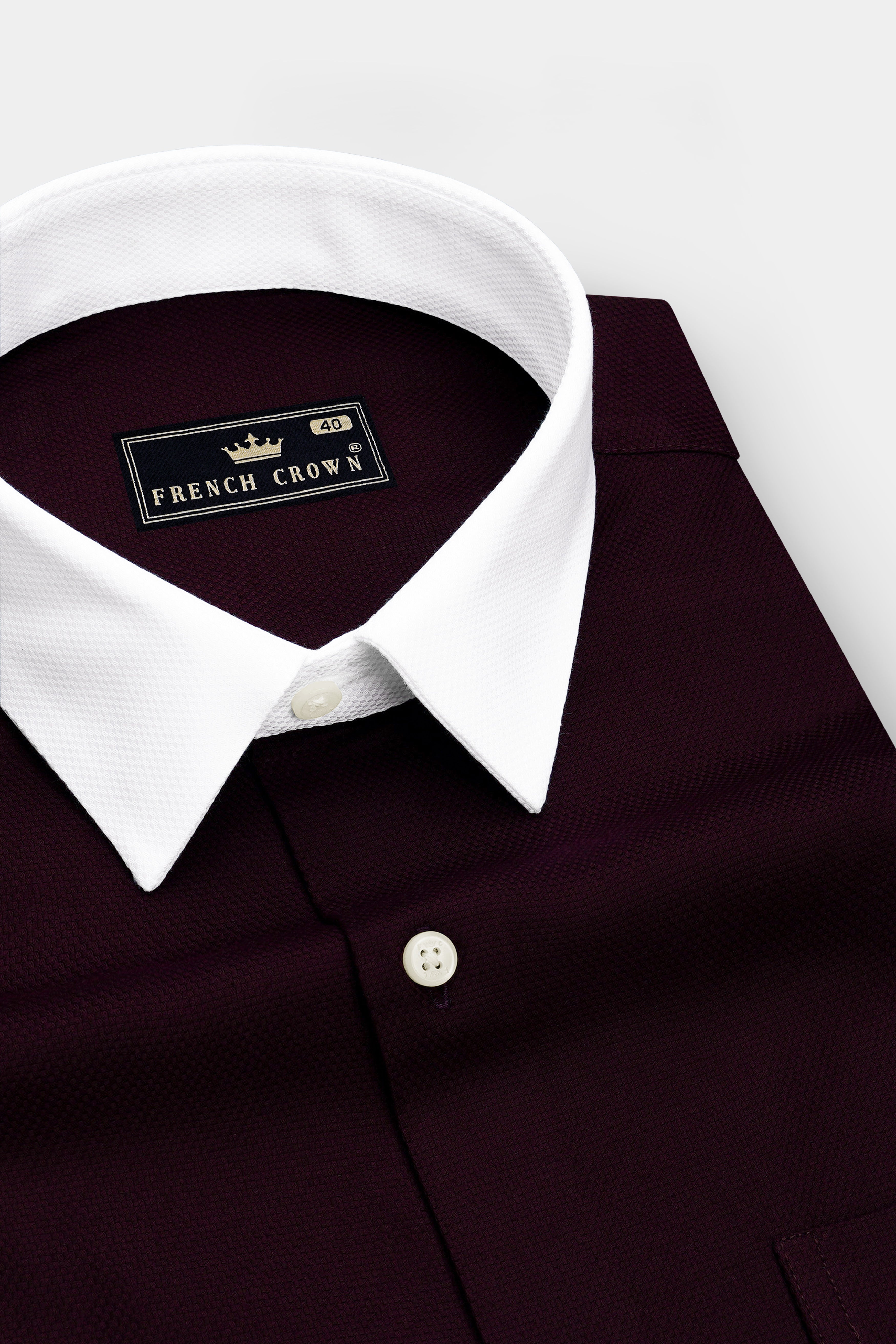 Nexus-Asphalt Purple Dobby Textured Premium Giza Cotton White Cuff Collar Dress Shirt