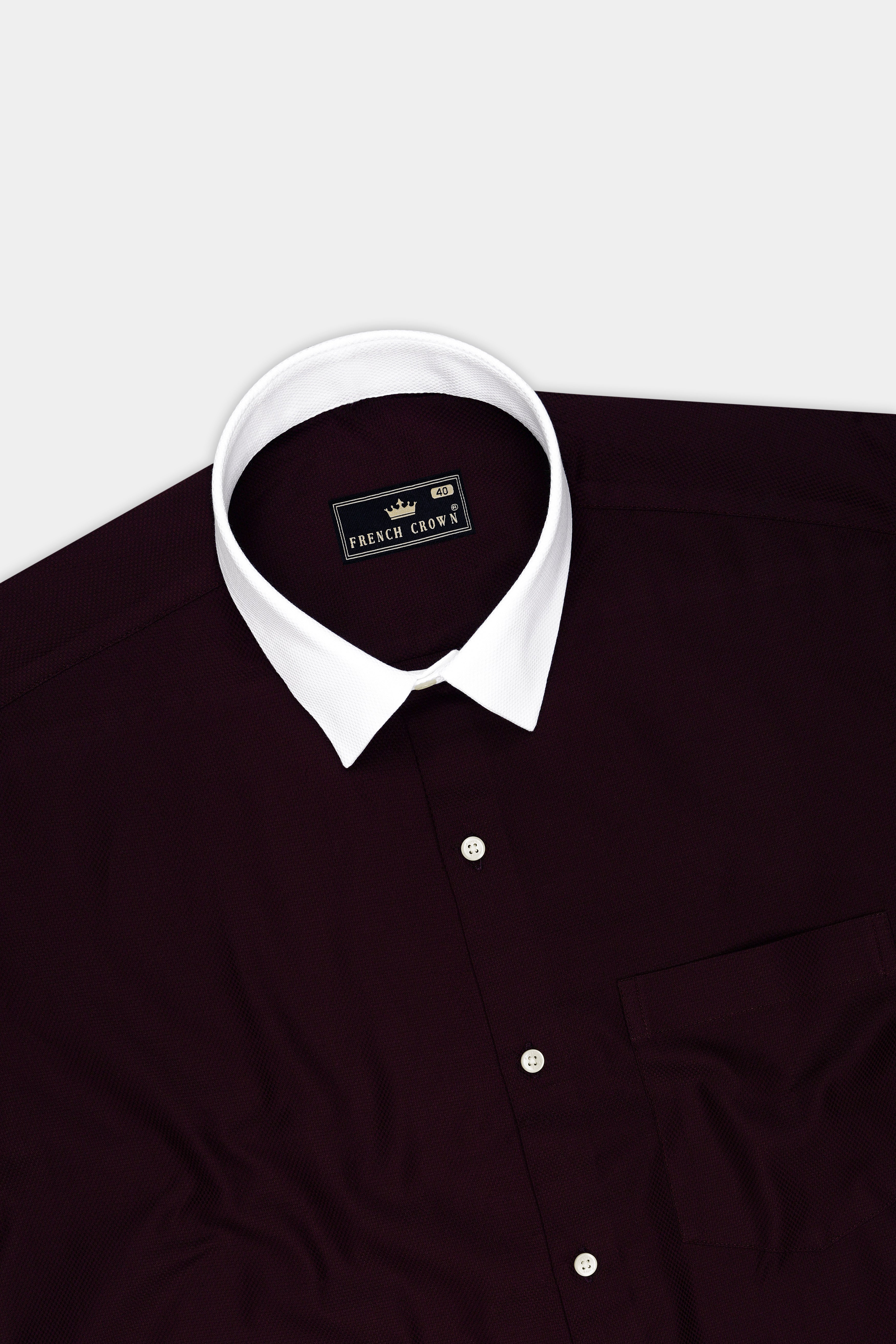 Nexus-Asphalt Purple Dobby Textured Premium Giza Cotton White Cuff Collar Dress Shirt