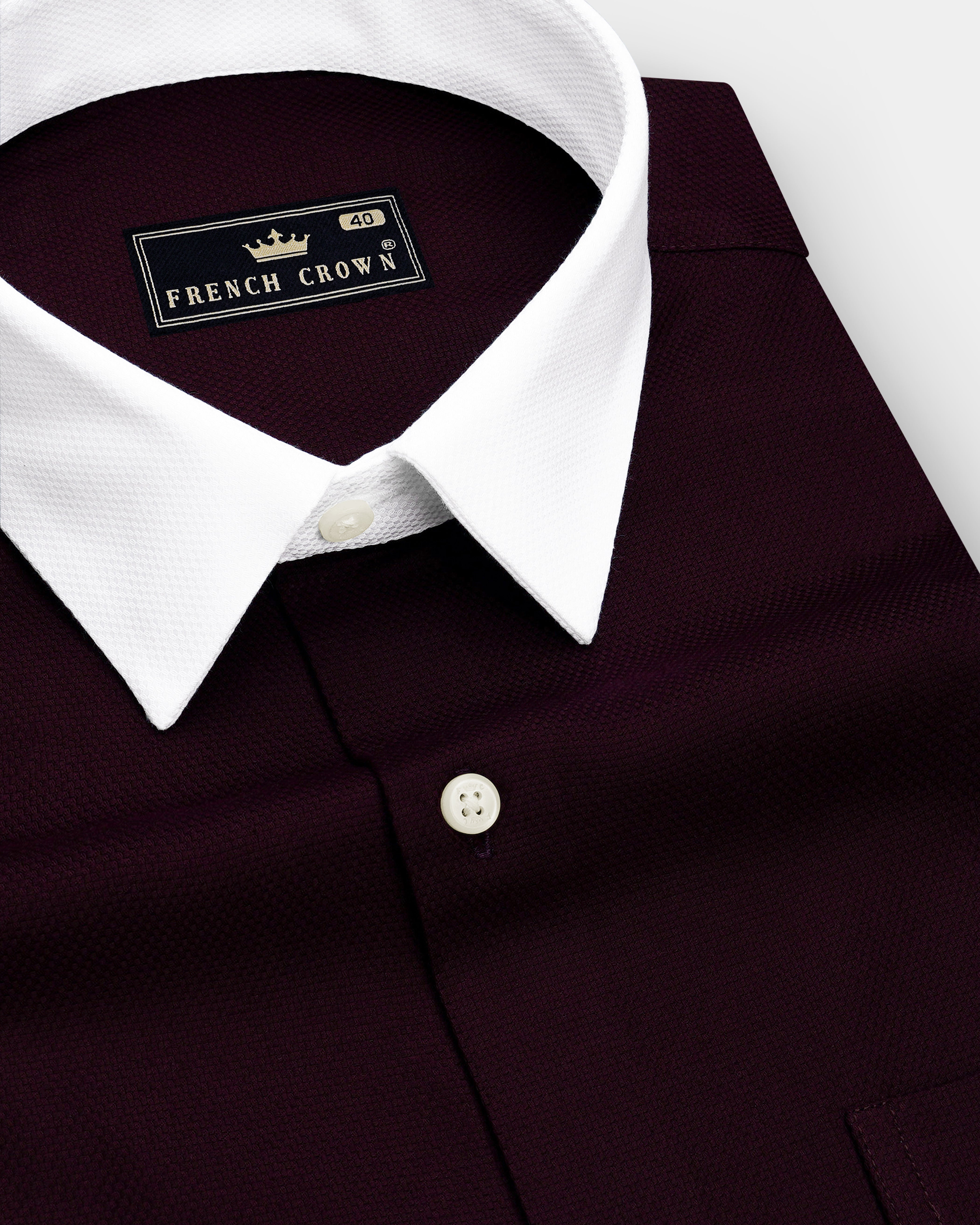 Nexus-Asphalt Purple Dobby Textured Premium Giza Cotton White Cuff Collar Dress Shirt