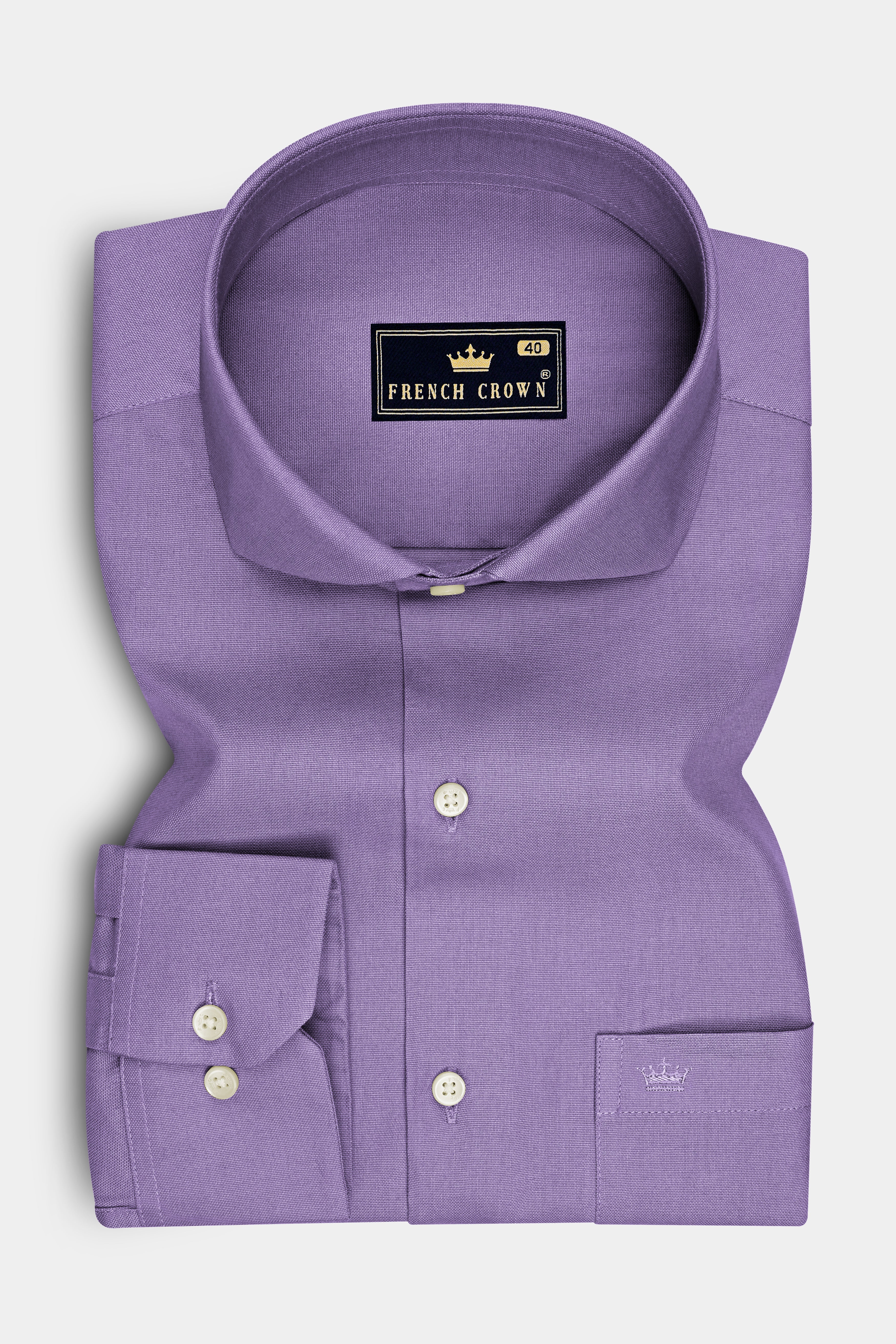 Sorell-Amethyst Smoke Purple Oxford Premium Cotton Dress Cut Away Shirt