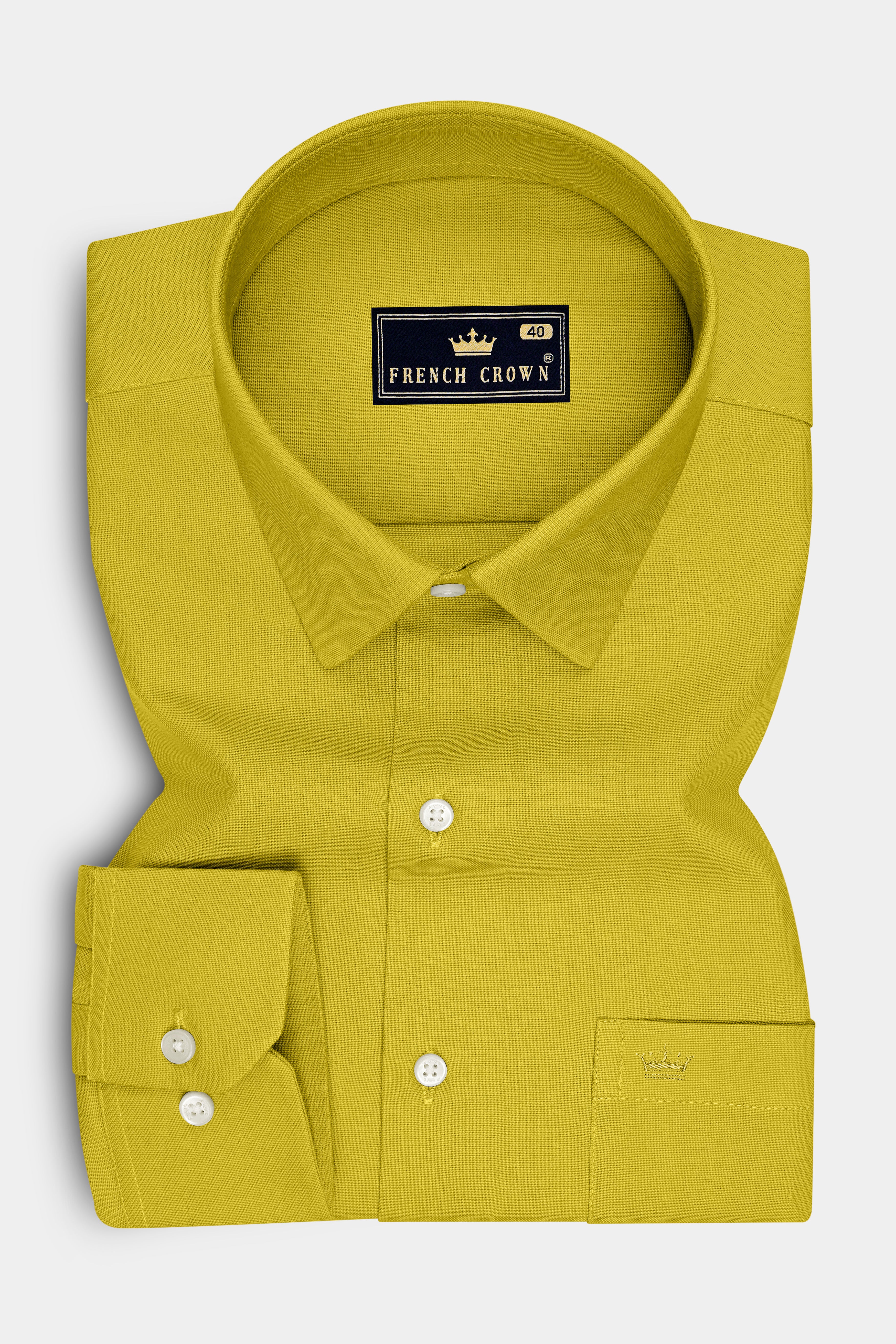 Auron-Mustard Yellow Oxford Premium Cotton Dress Shirt
