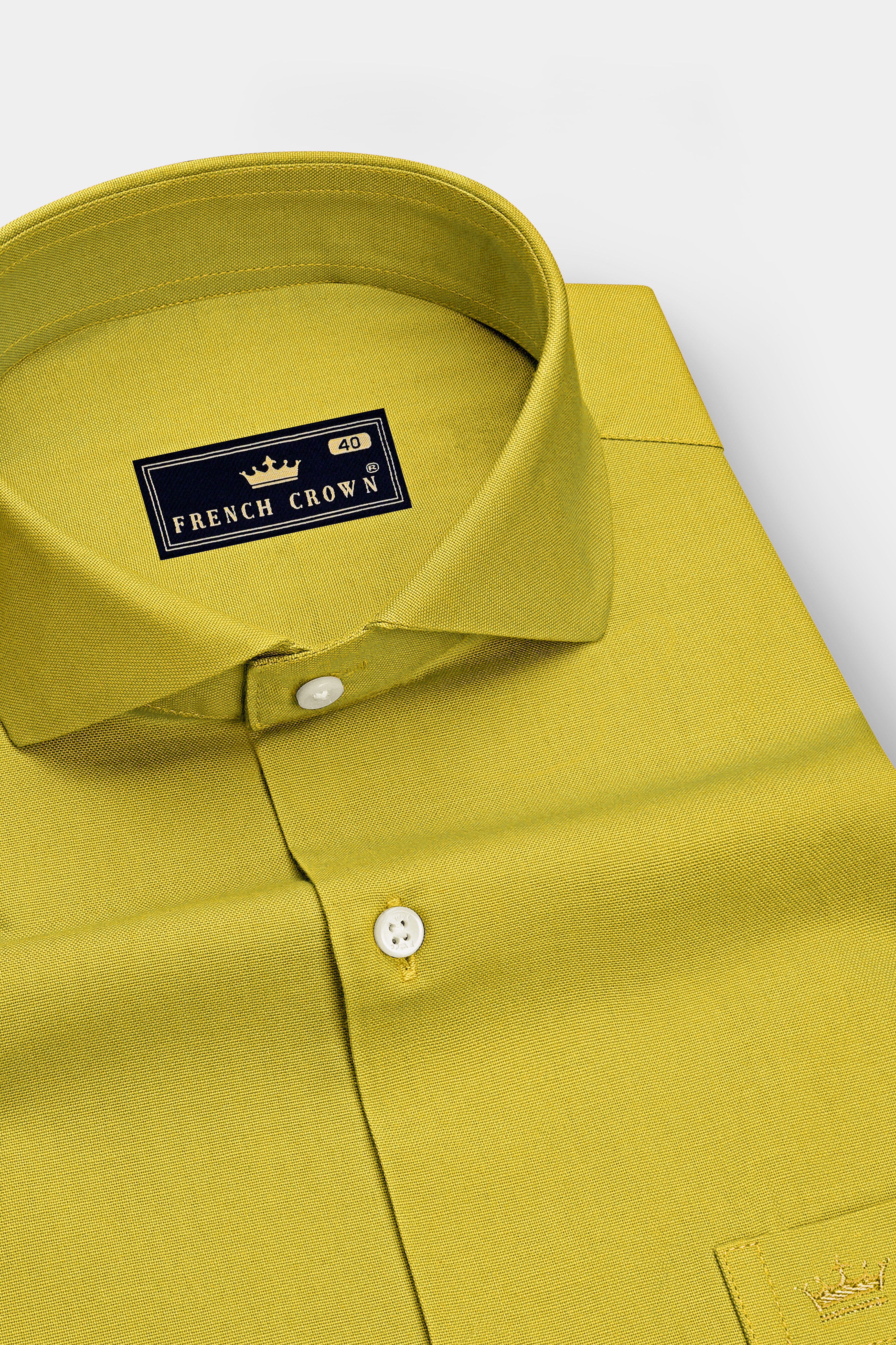Auron-Mustard Yellow Oxford Premium Cotton Dress Cut Away Shirt