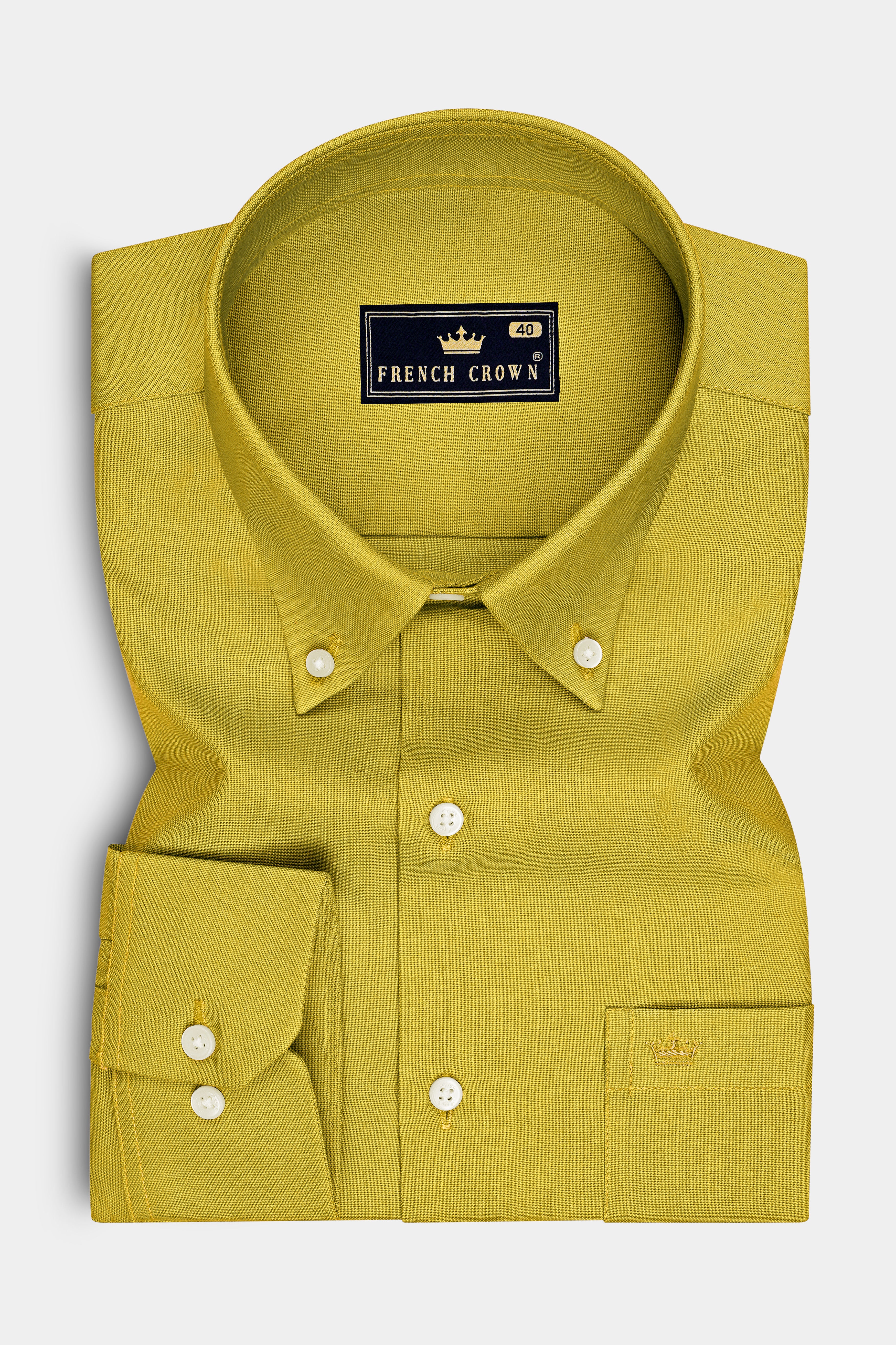 Auron-Mustard Yellow Oxford Premium Cotton Dress Button Down Shirt