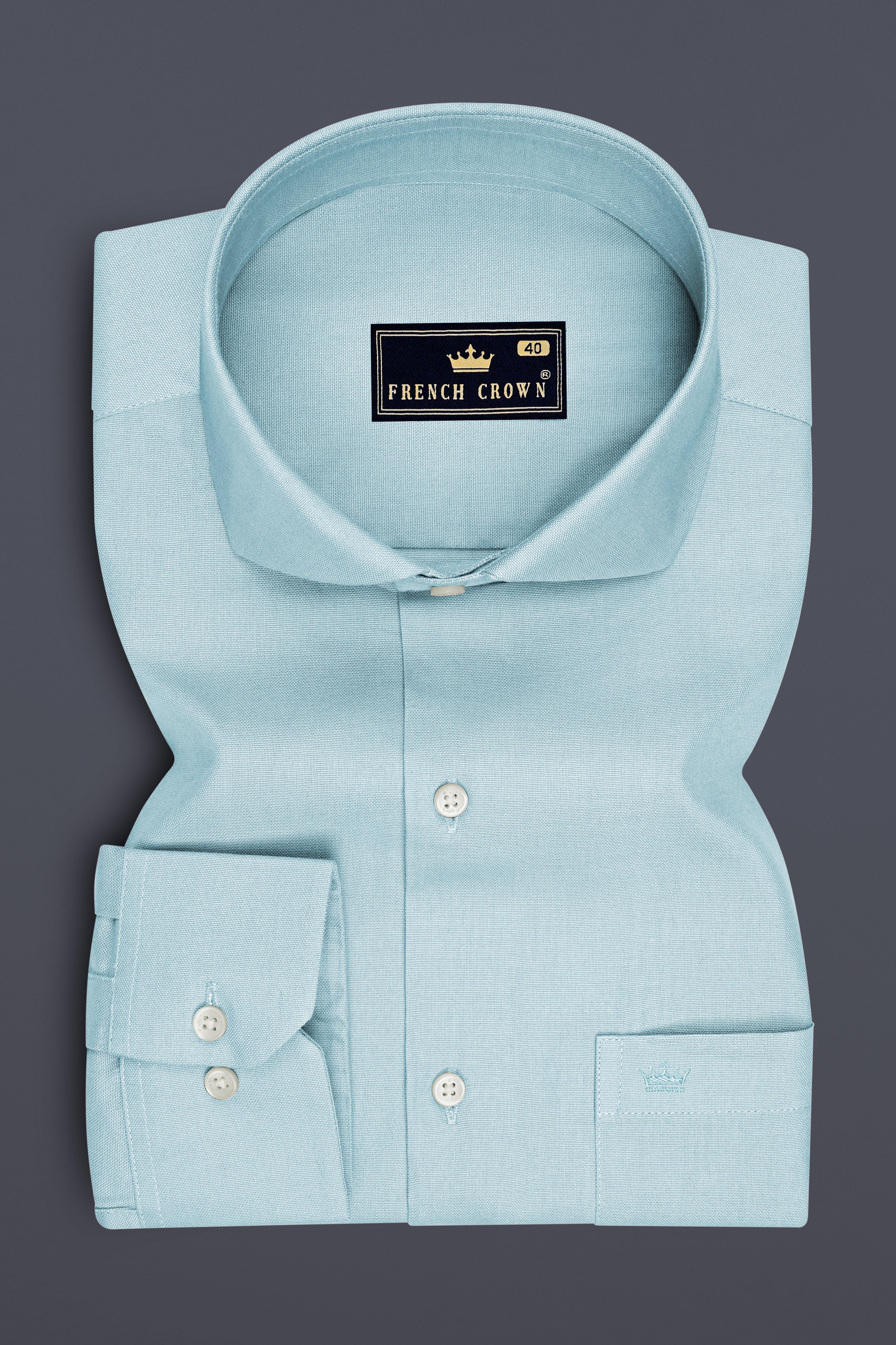 Verdel-Jungle Mist Green Oxford Premium Cotton Dress Cut Away Shirt