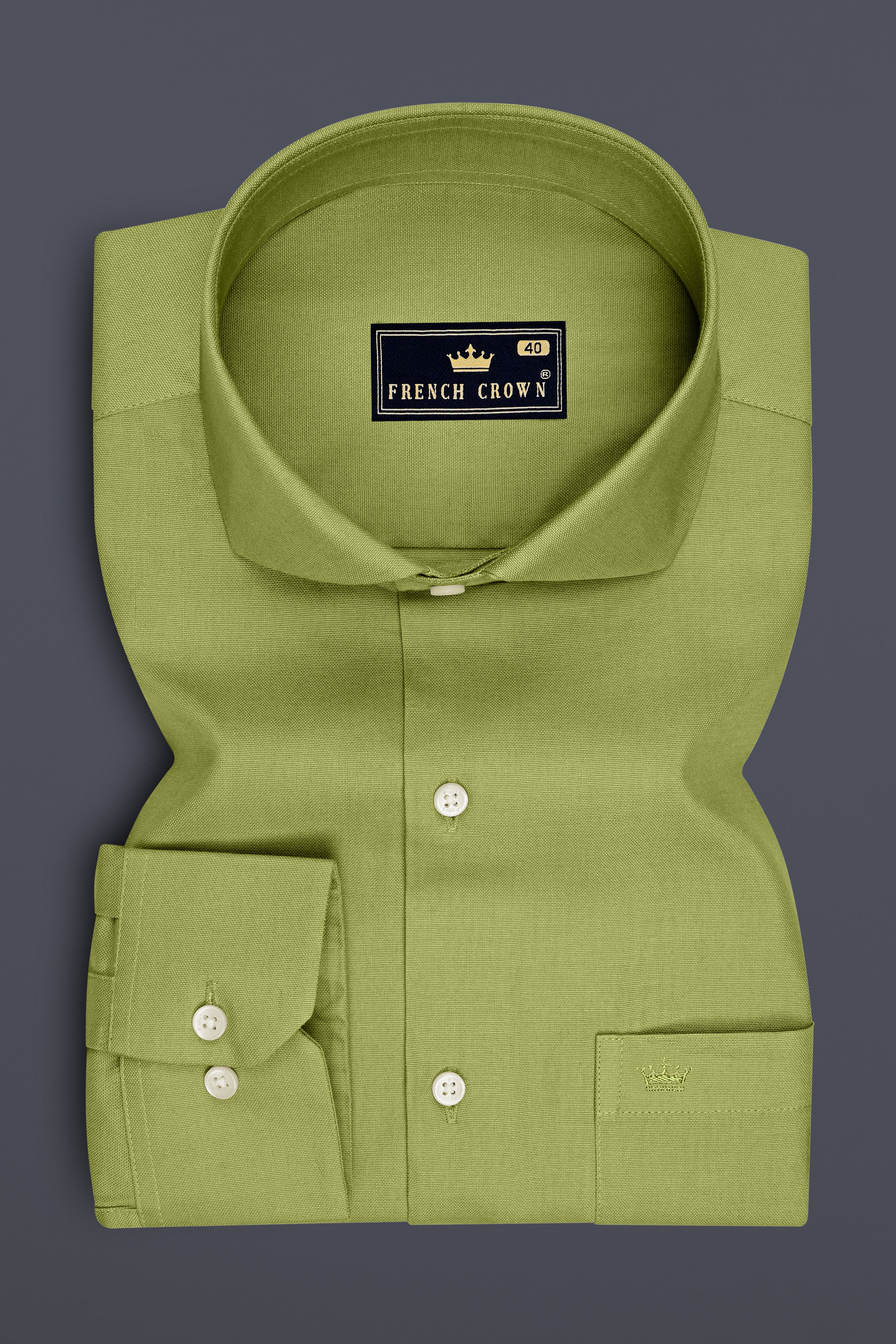 Mossen-Sycamore Green Oxford Premium Cotton Dress Cut Away Shirt