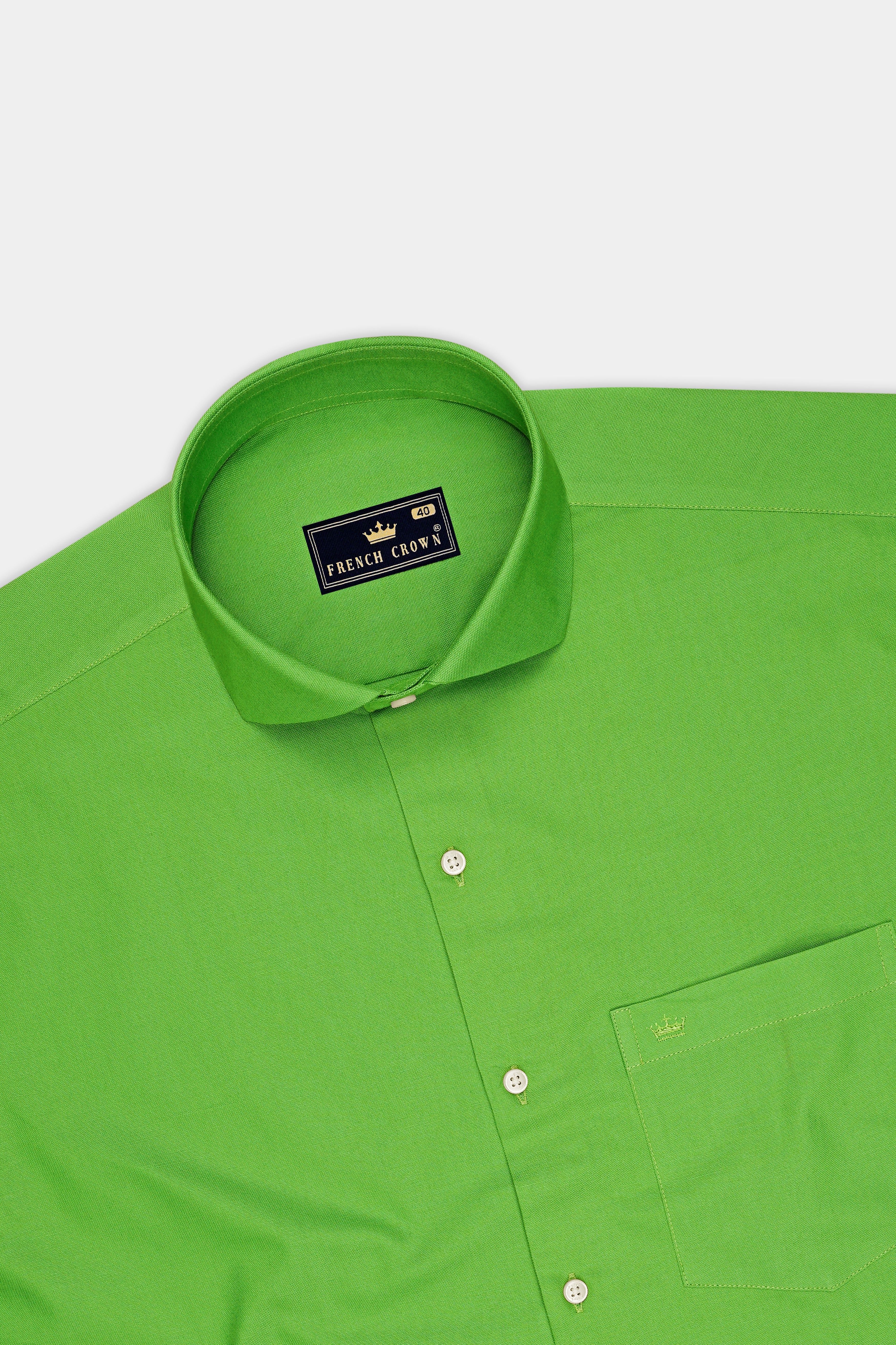 Virent-Mantis Green Oxford Premium Cotton Dress Cut Away Shirt