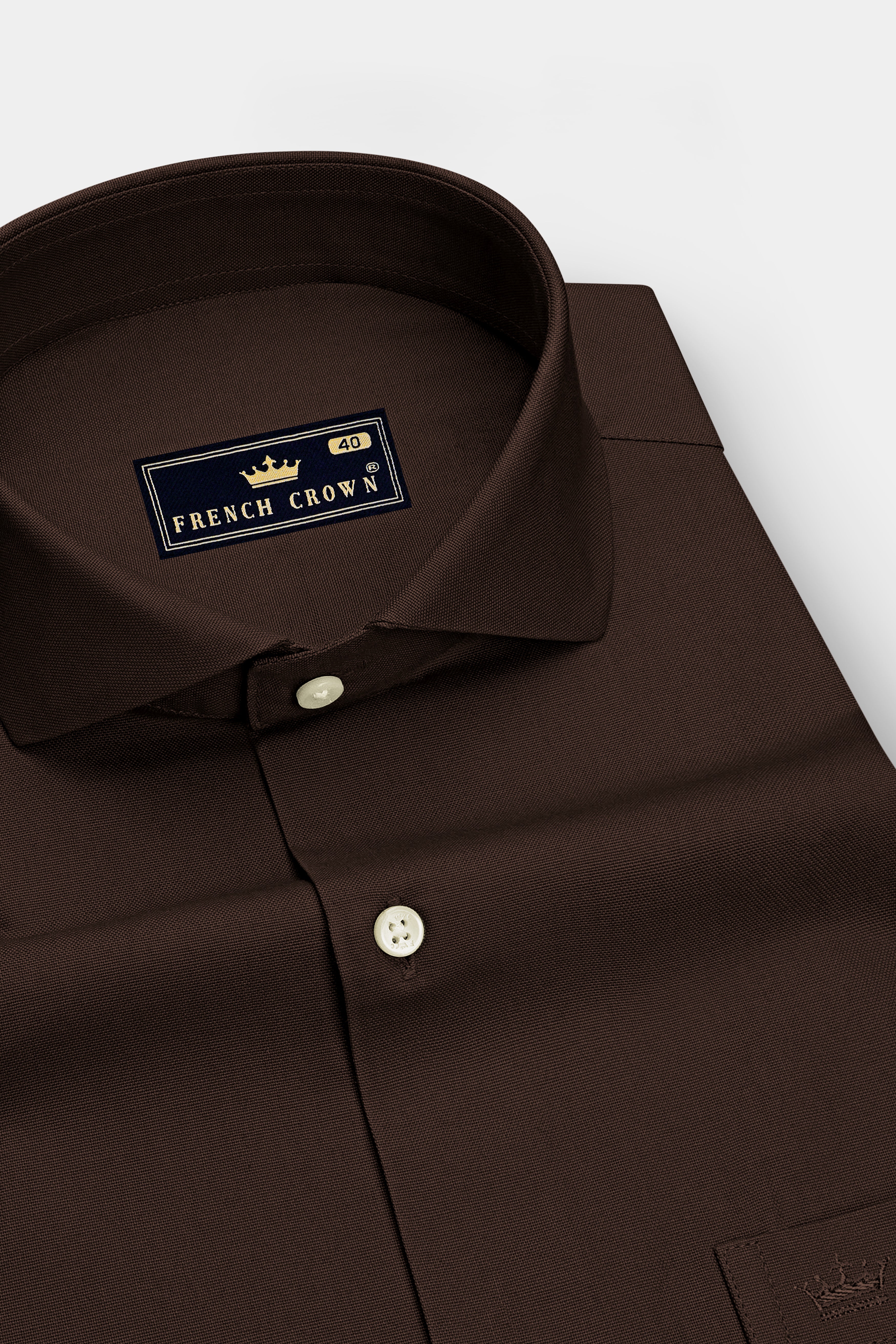 Russet-Iroko Brown Oxford Premium Cotton Dress Cut Away Shirt