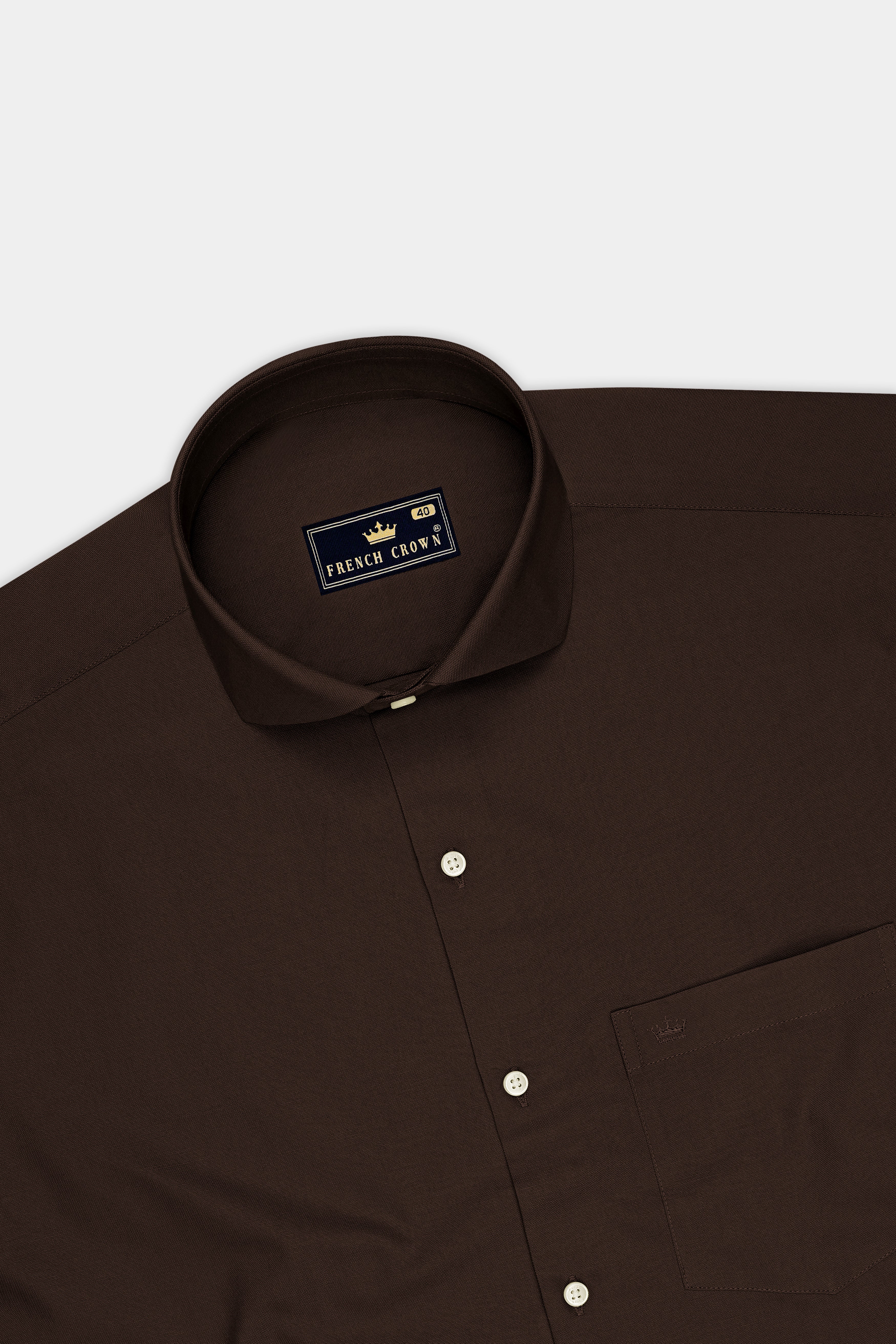 Russet-Iroko Brown Oxford Premium Cotton Dress Cut Away Shirt