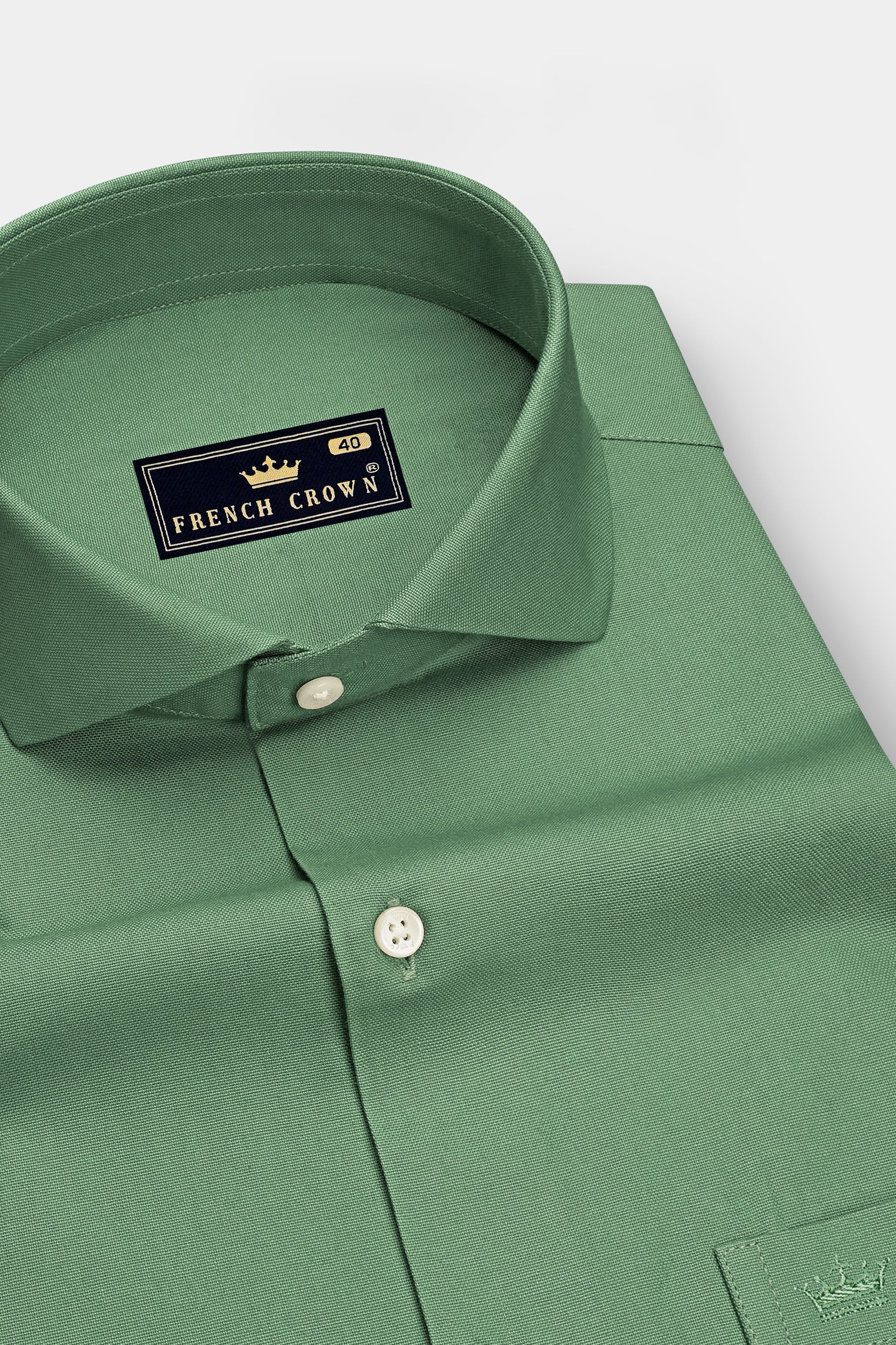 Sageon-Cactus Green Oxford Premium Cotton Dress Cut Away Shirt