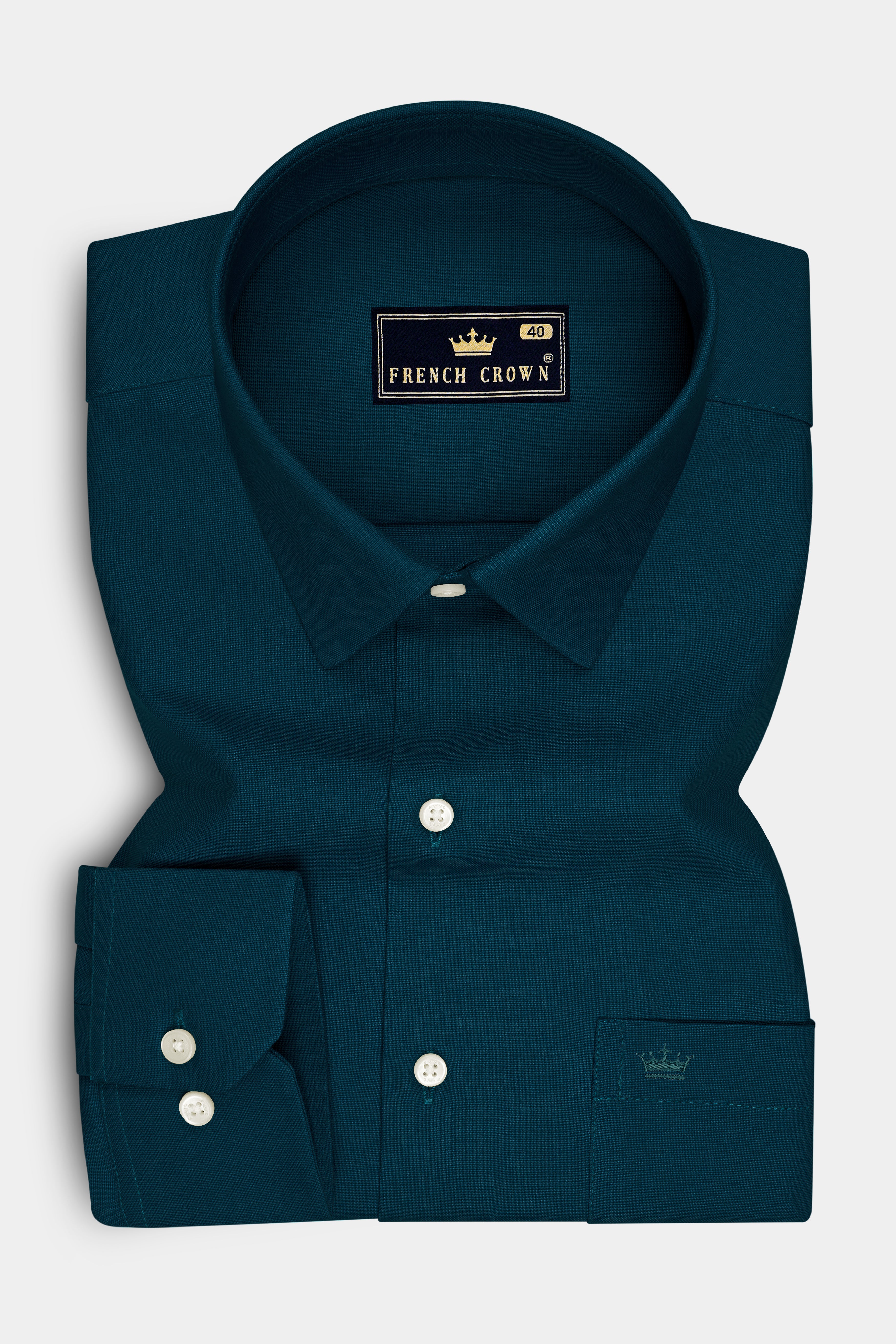 Virenzo-Teal Green Oxford Premium Cotton Dress Shirt
