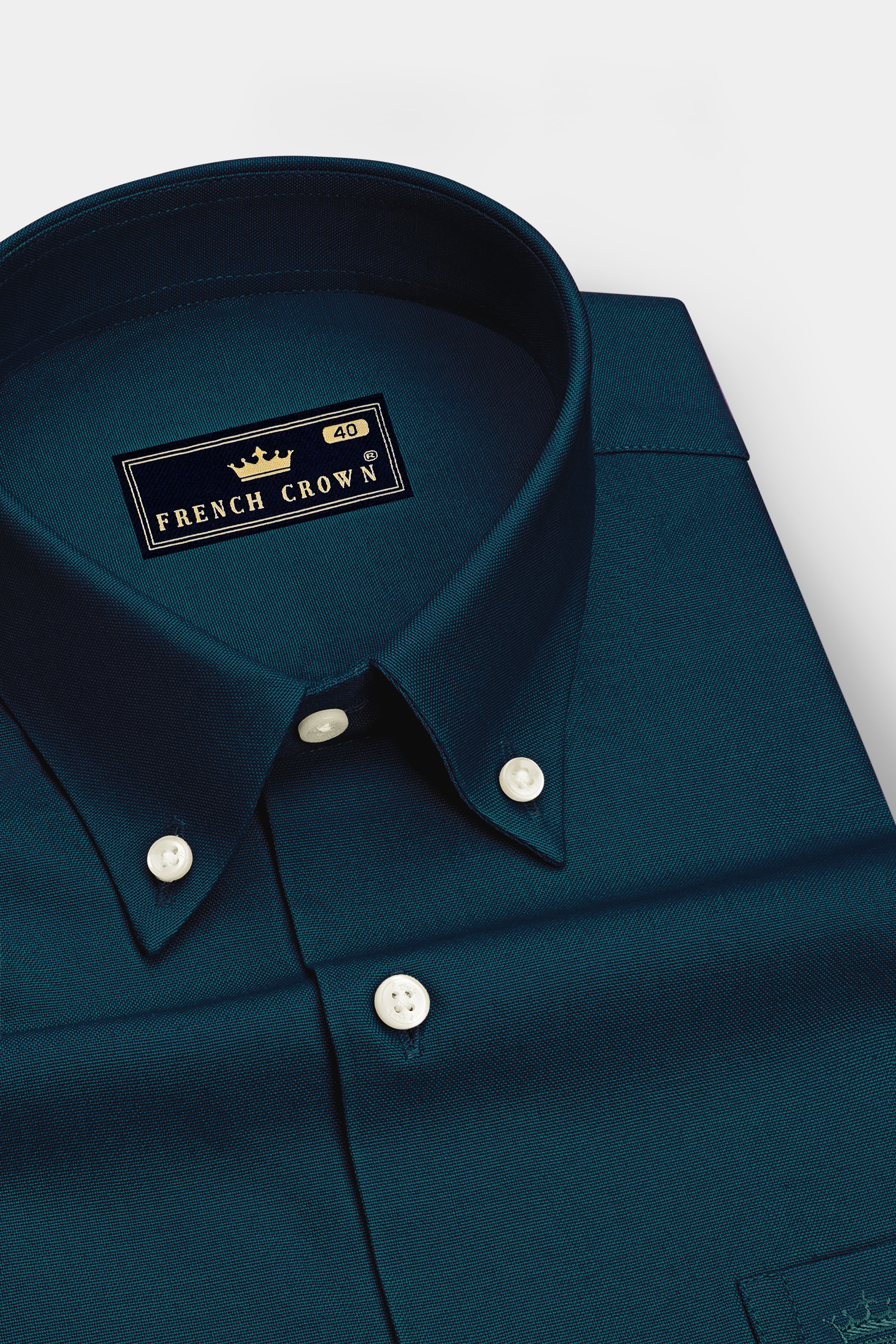 Virenzo-Teal Green Oxford Premium Cotton Dress Button Down Shirt