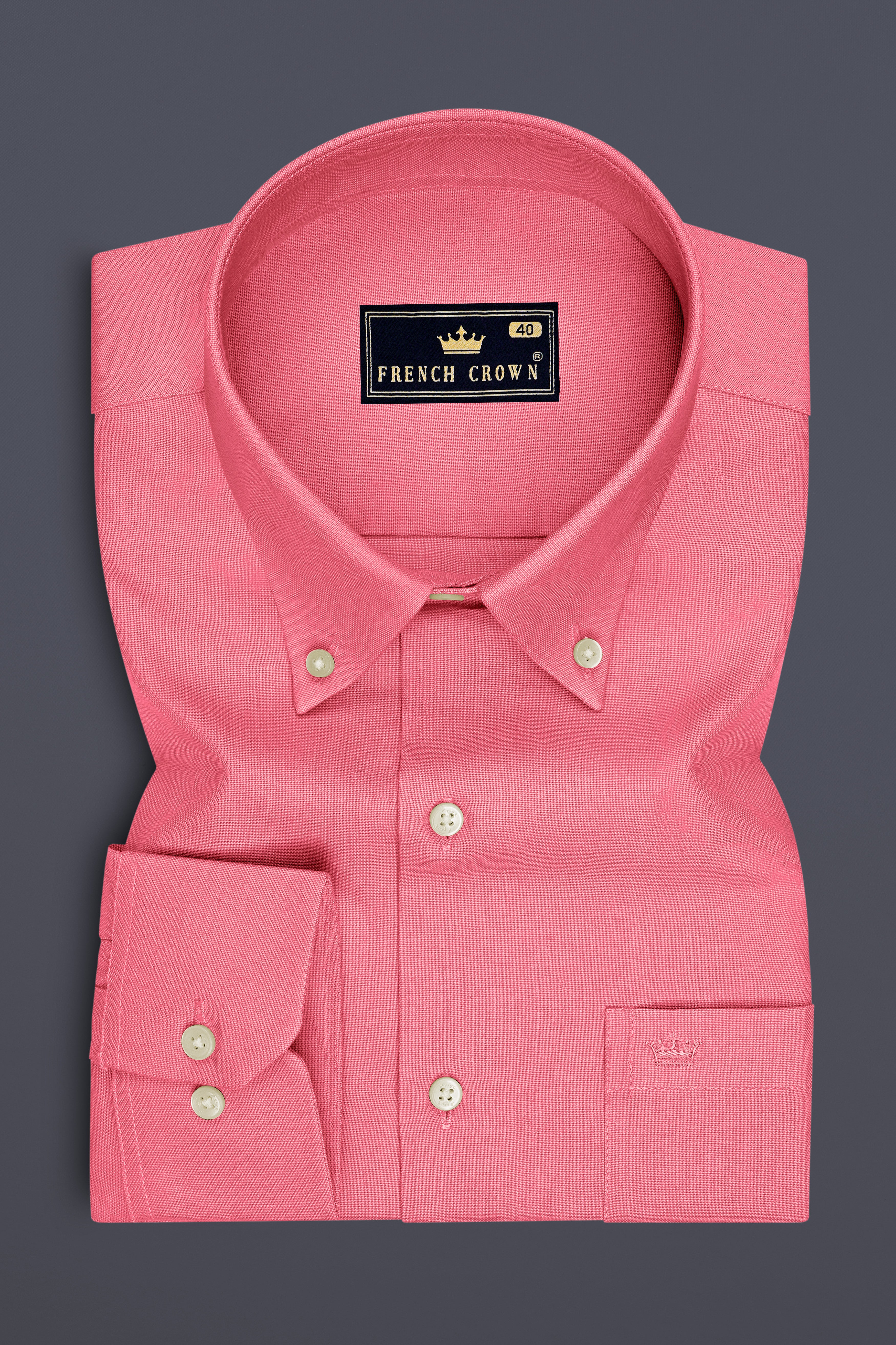 Pechelle-Geraldine Peach Oxford Premium Cotton Dress Button Down Shirt