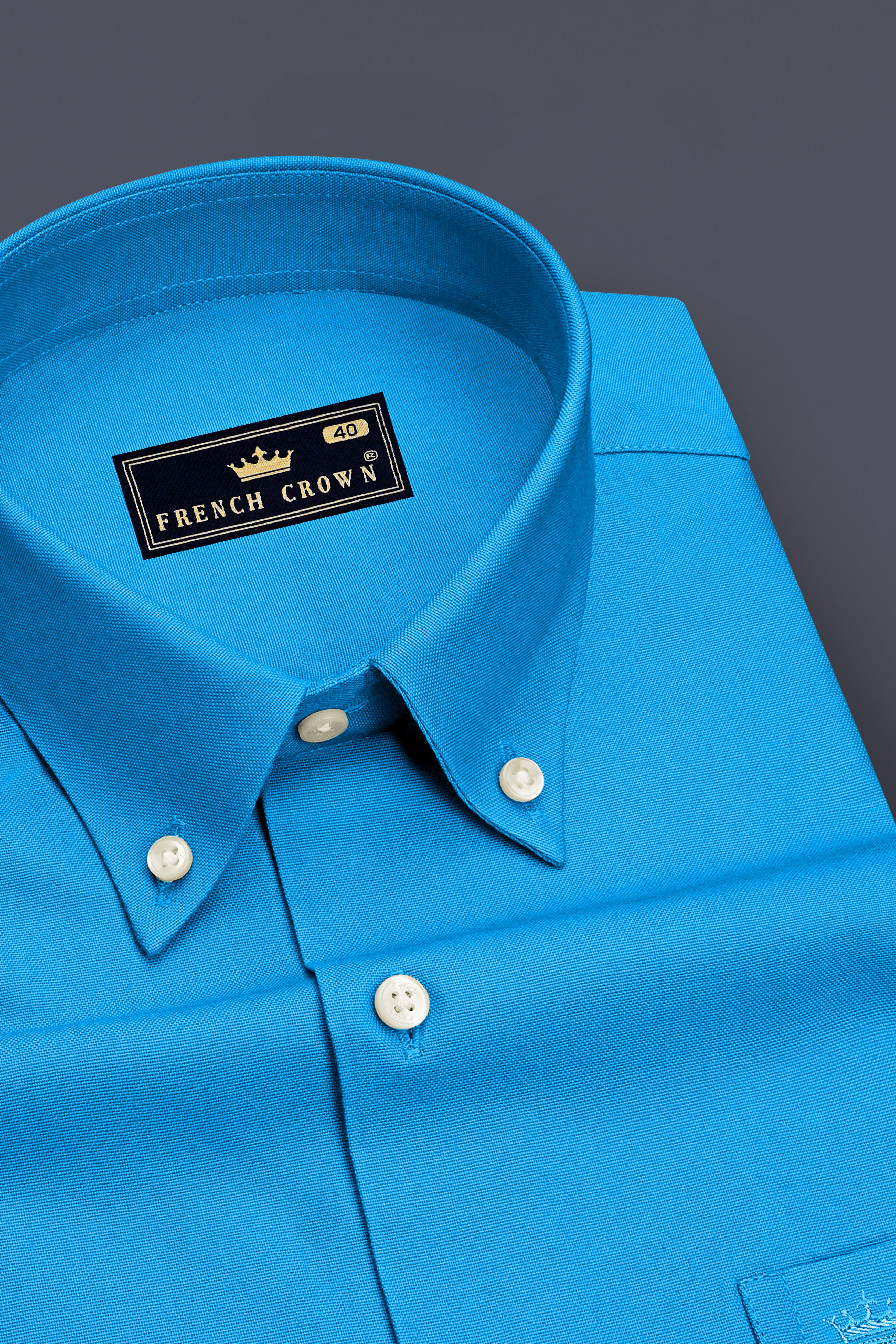 Maris-Azure Blue Oxford Premium Cotton Dress Button Down Shirt